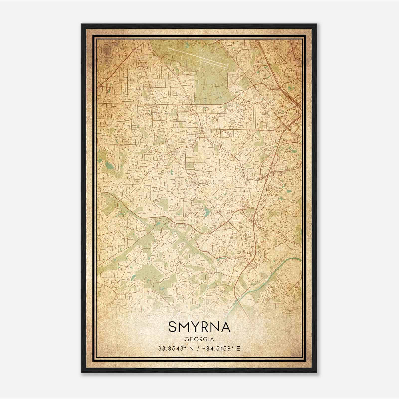 Vintage Smyrna Georgia Map Poster, Modern Home Decor Wall Art Print