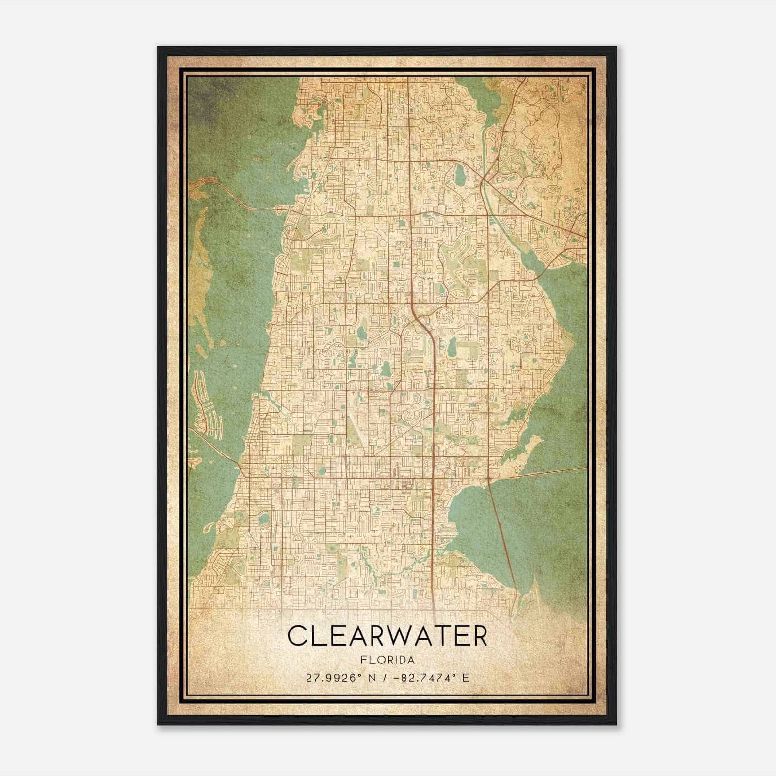 Vintage Clearwater Florida Map Poster, Modern Home Decor Wall Art Print Vintage Clearwater Florida Map Poster, Modern Home Decor Wall Art Print