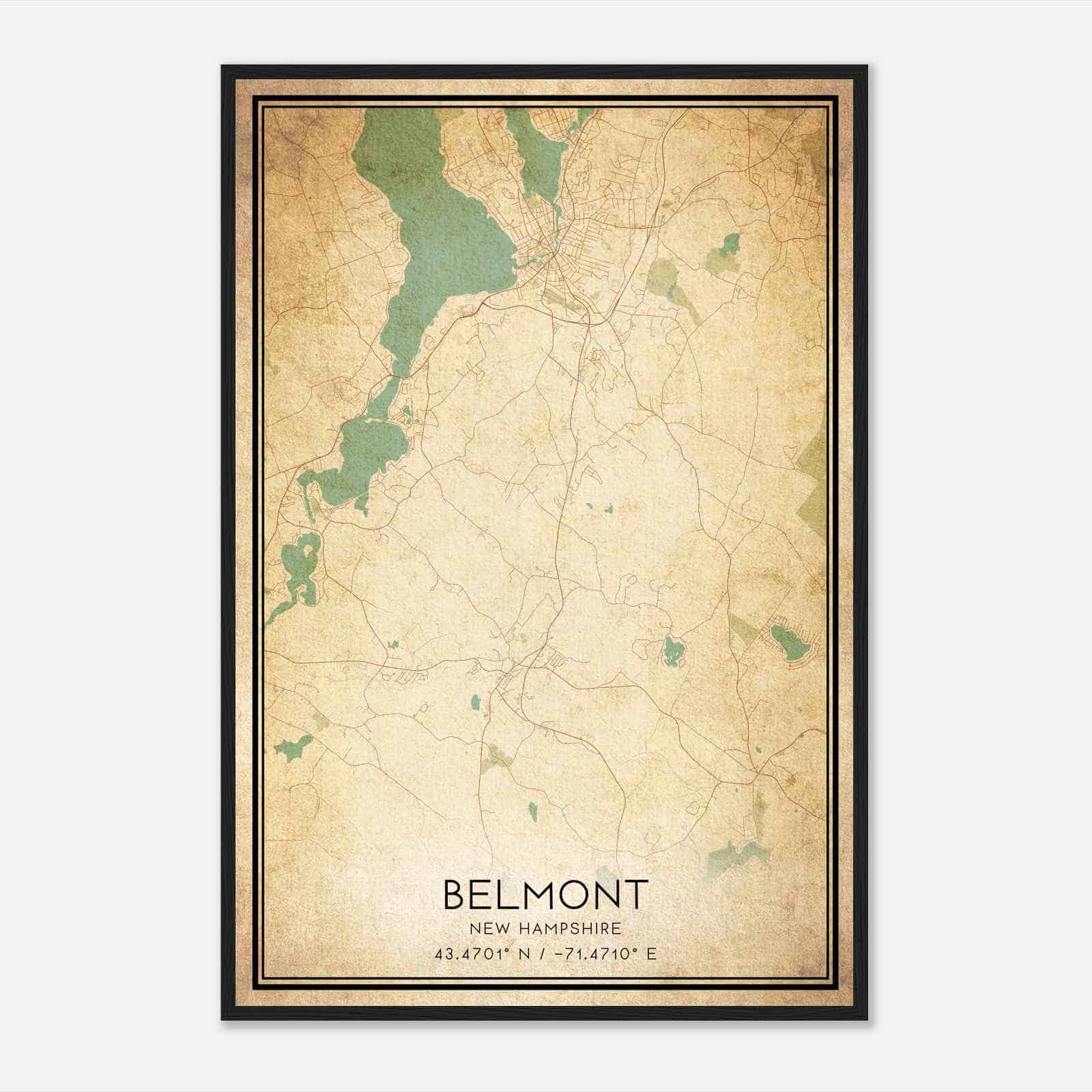 Vintage Belmont New Hampshire Map Poster, Modern Home Decor Wall Art Print Vintage Belmont New Hampshire Map Poster, Modern Home Decor Wall Art Print