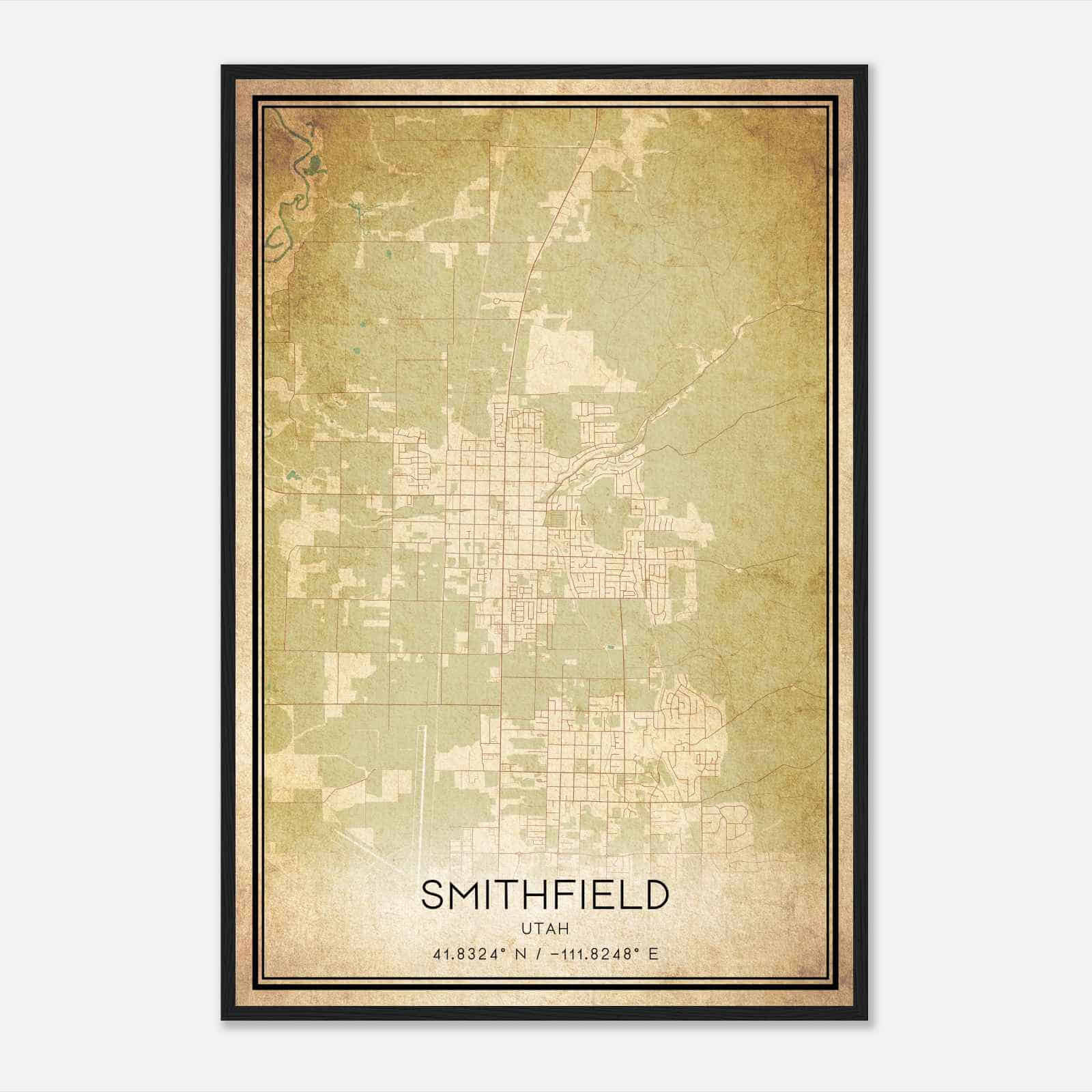 Vintage Smithfield Utah Map Poster, Modern Home Decor Wall Art Print