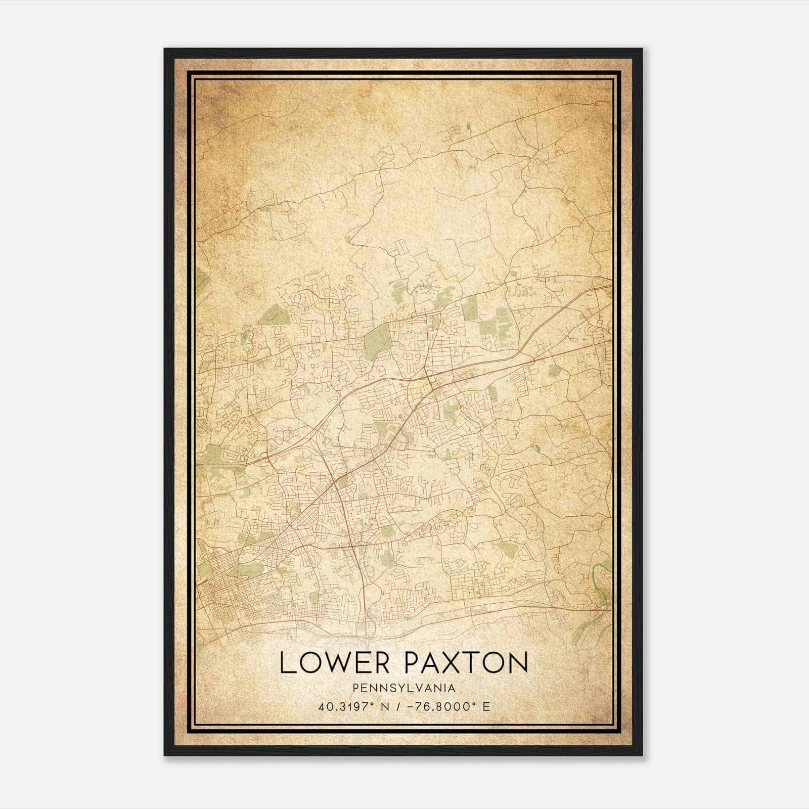 Vintage Lower Paxton Pennsylvania Map Poster, Modern Home Decor Wall Art Print