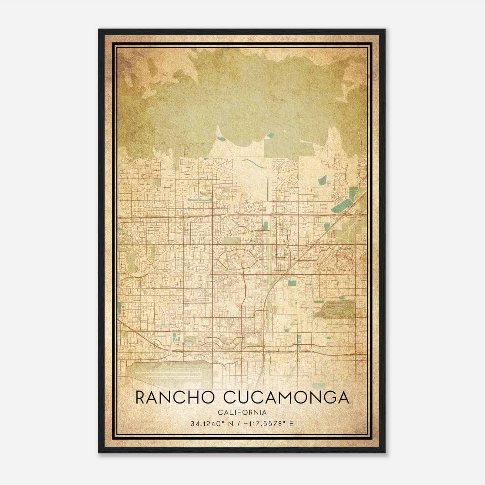 Vintage Rancho Cucamonga California Map Poster, Modern Home Decor Wall Art  Print - Custom Maps \u0026 Posters, image size:1600x1600