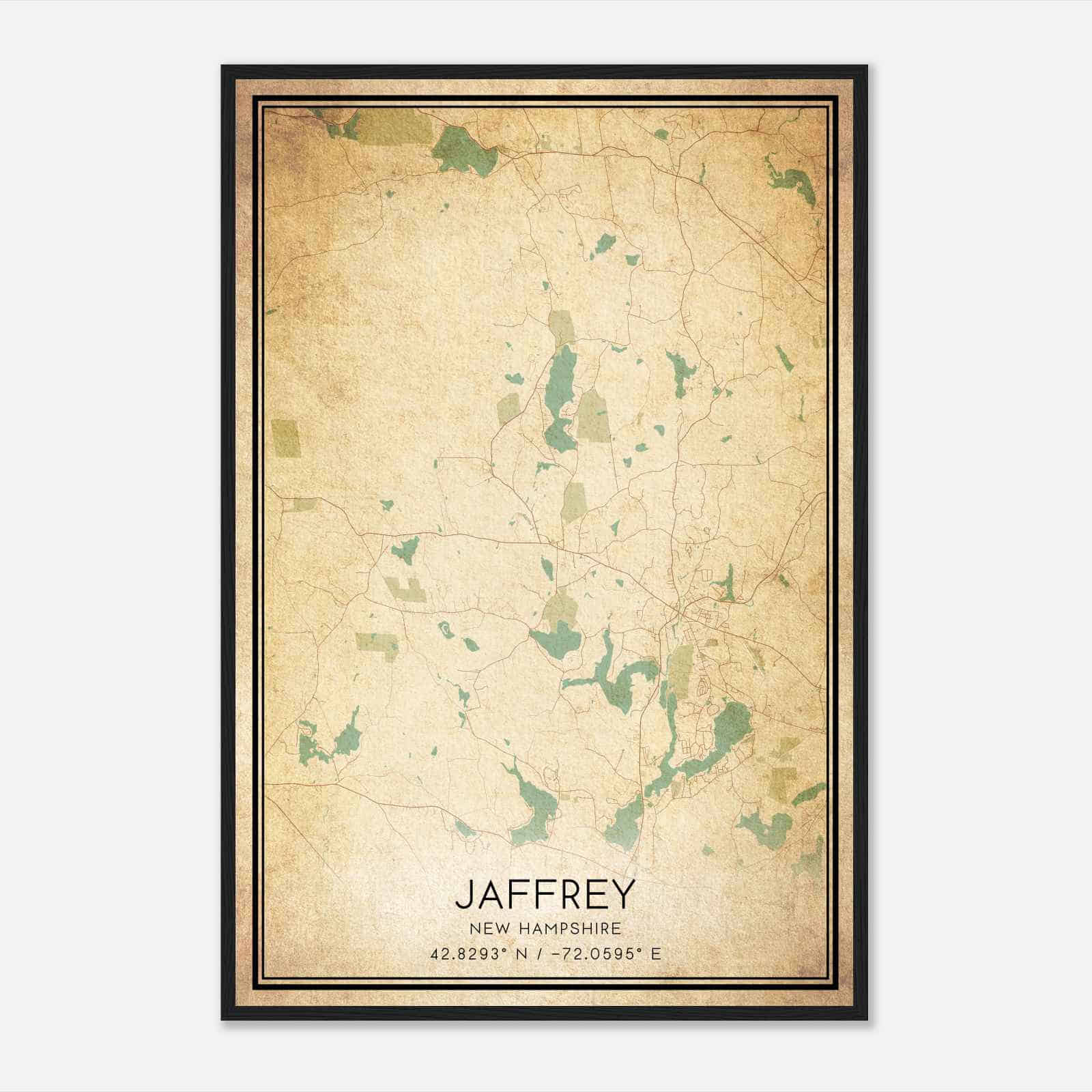 Vintage Jaffrey New Hampshire Map Poster, Modern Home Decor Wall Art Print