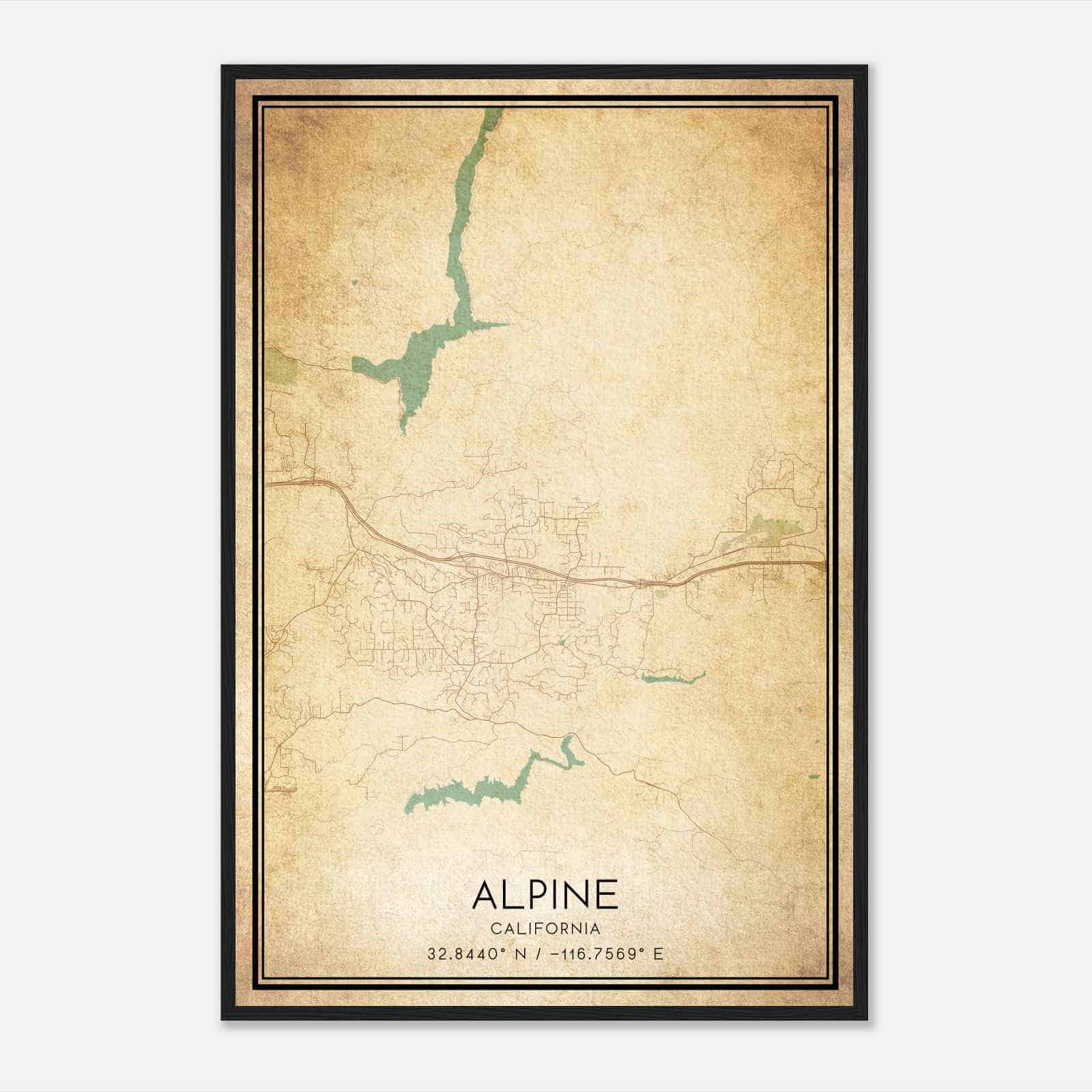 Vintage Alpine California Map Poster, Modern Home Decor Wall Art Print Vintage Alpine California Map Poster, Modern Home Decor Wall Art Print