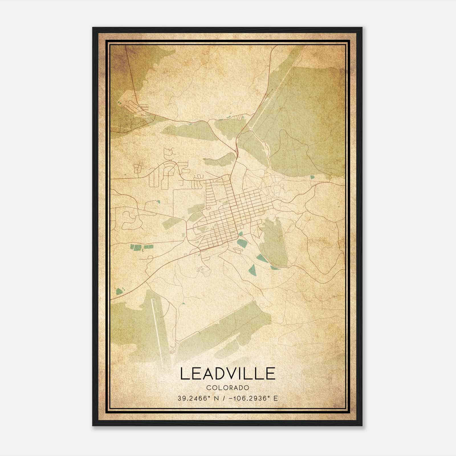 Vintage Leadville Colorado Map Poster, Modern Home Decor Wall Art Print