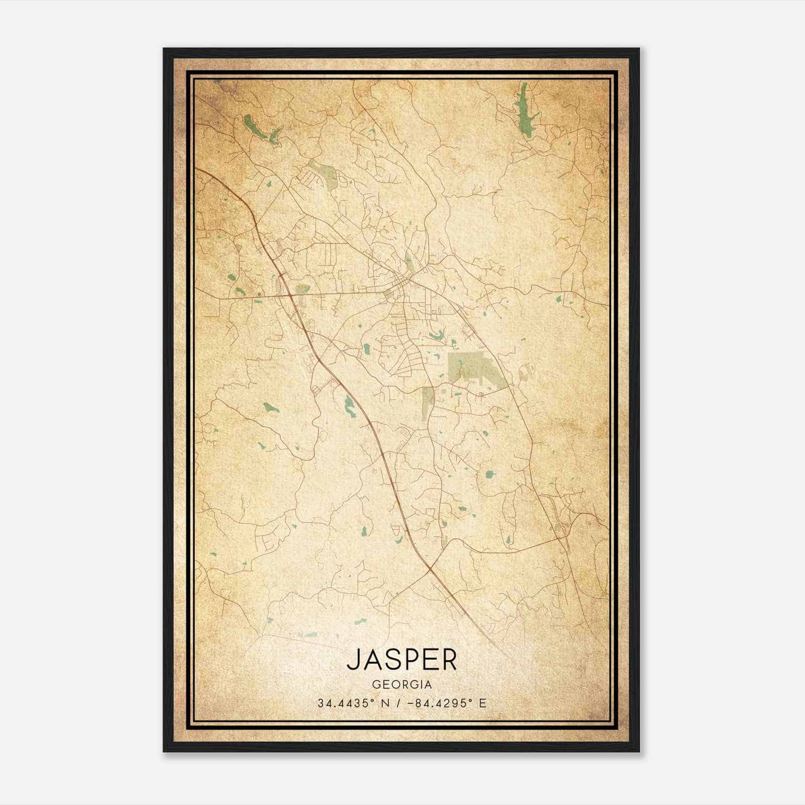 Vintage Jasper Georgia Map Poster, Modern Home Decor Wall Art Print