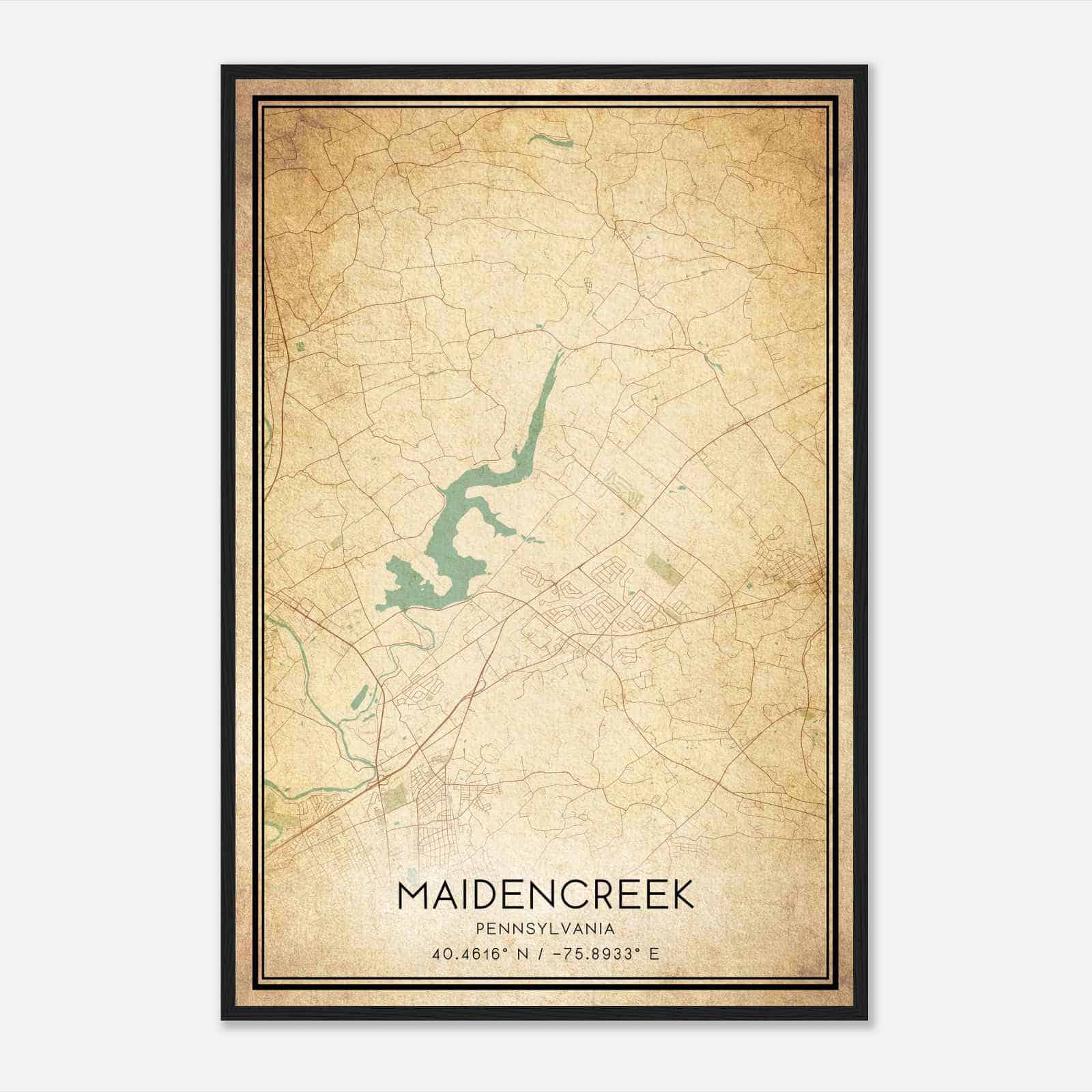 Vintage Maidencreek Pennsylvania Map Poster, Modern Home Decor Wall Art Print