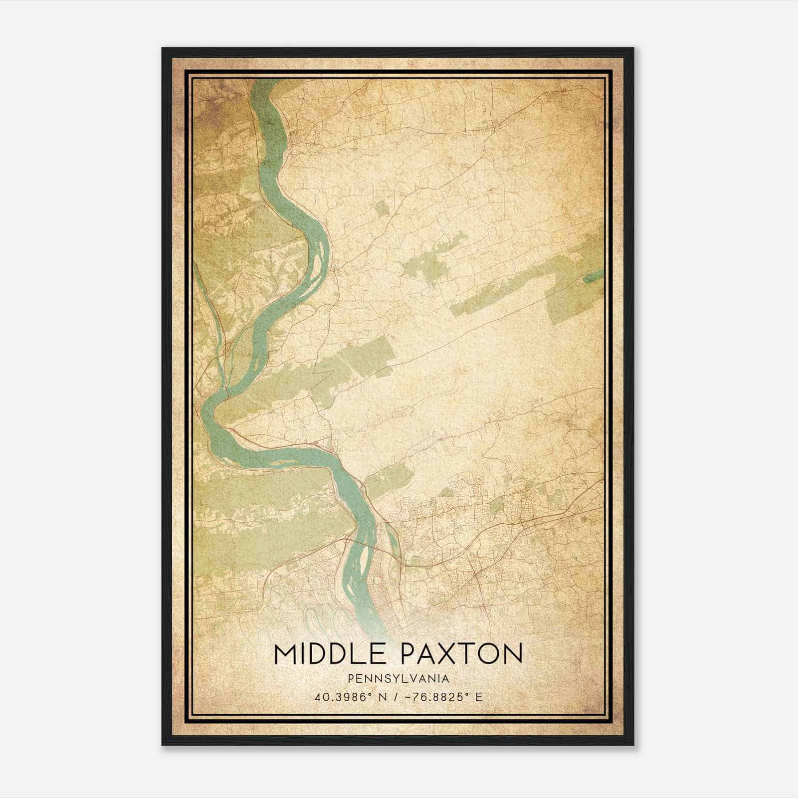 Vintage Middle Paxton Pennsylvania Map Poster, Modern Home Decor Wall Art Print