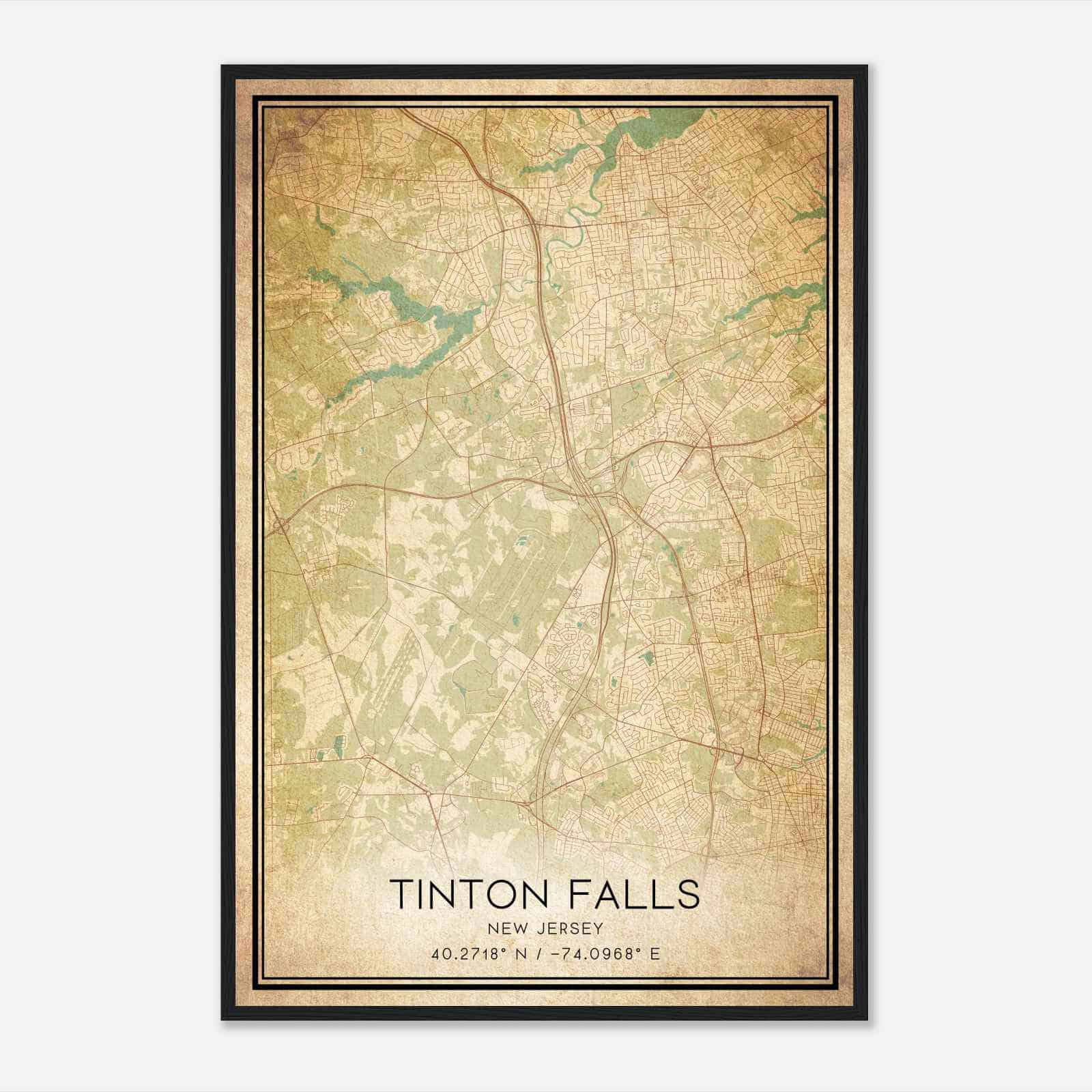 Vintage Tinton Falls New Jersey Map Poster, Modern Home Decor Wall Art Print