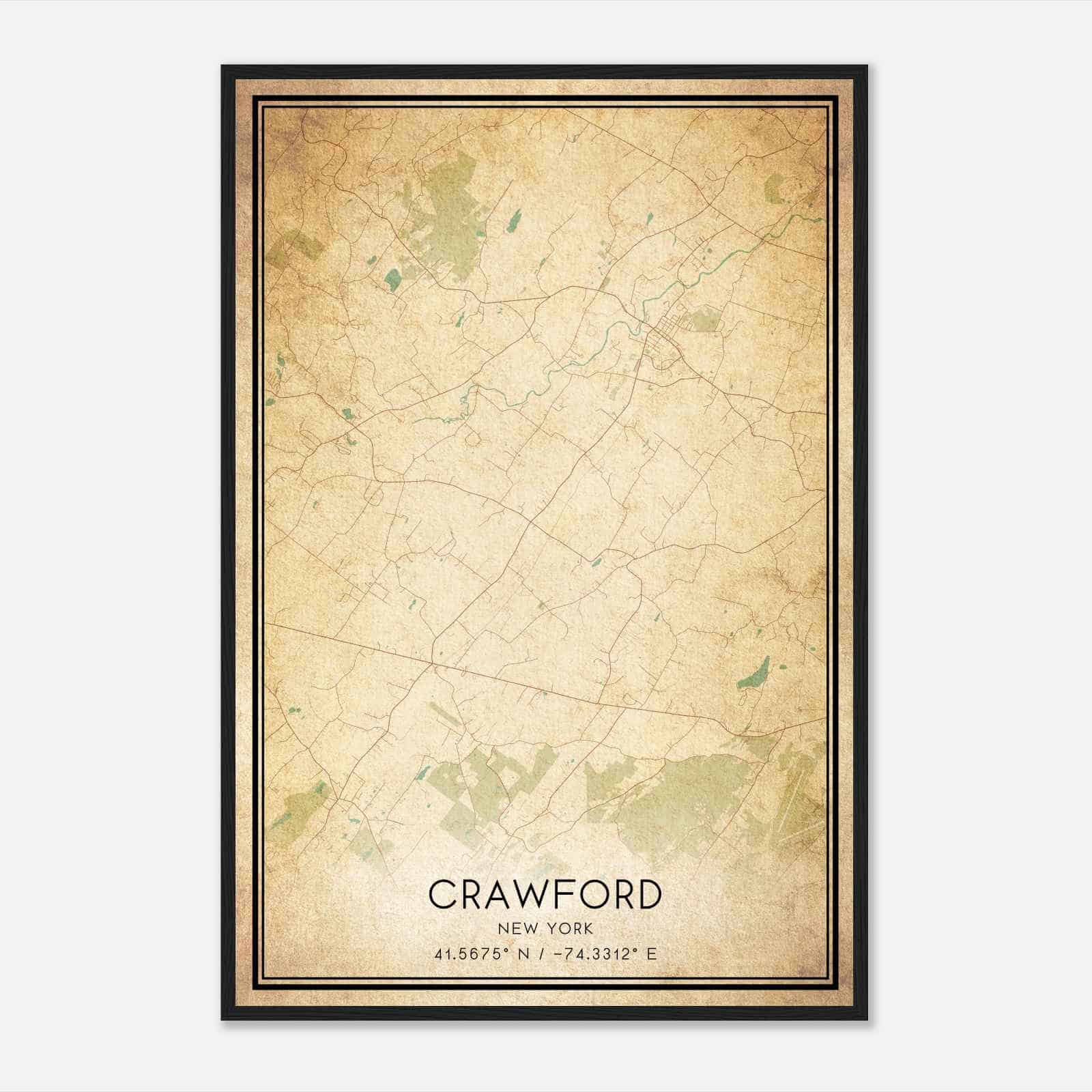 Vintage Crawford New York Map Poster, Modern Home Decor Wall Art Print Vintage Crawford New York Map Poster, Modern Home Decor Wall Art Print