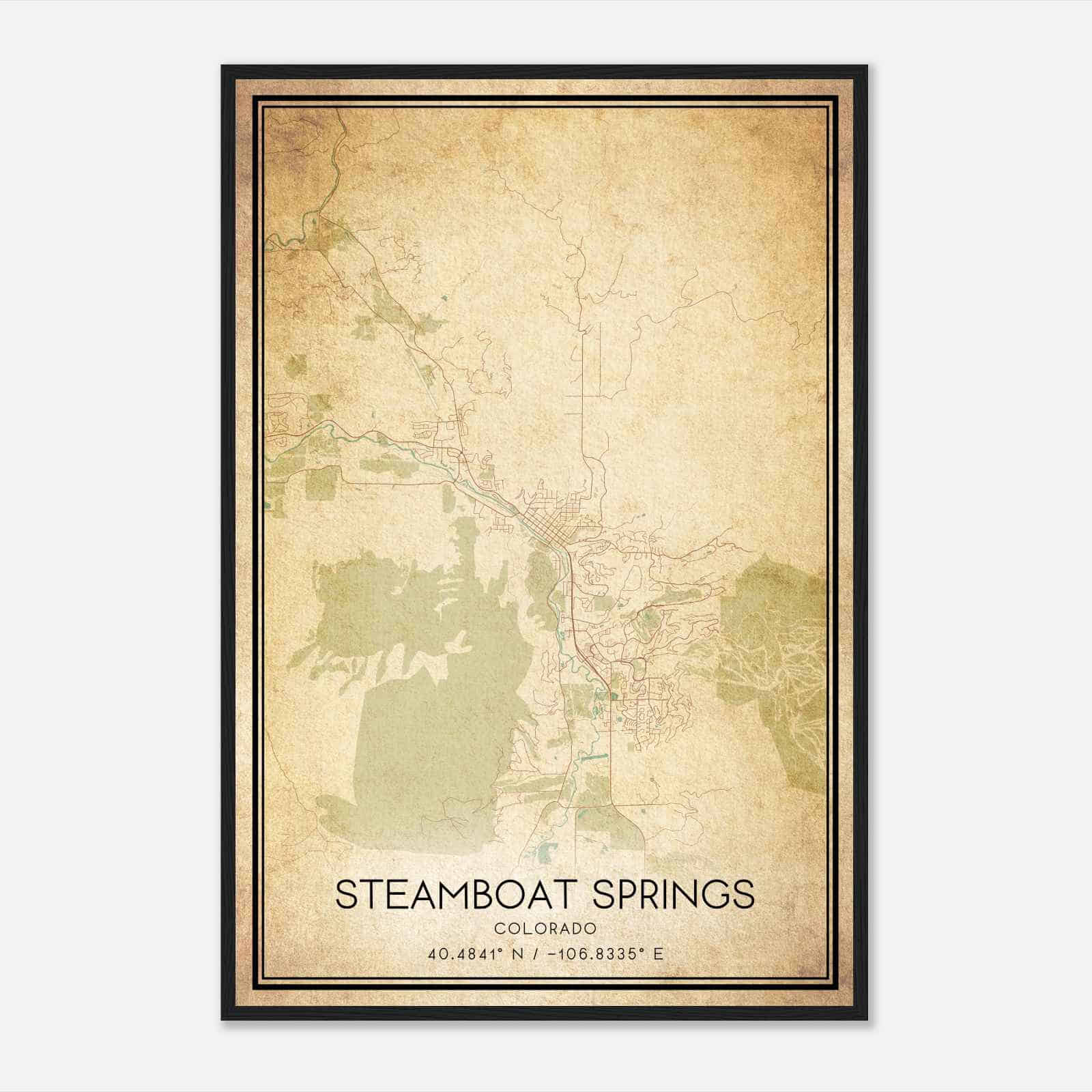 Vintage Steamboat Springs Colorado Map Poster, Modern Home Decor Wall Art Print