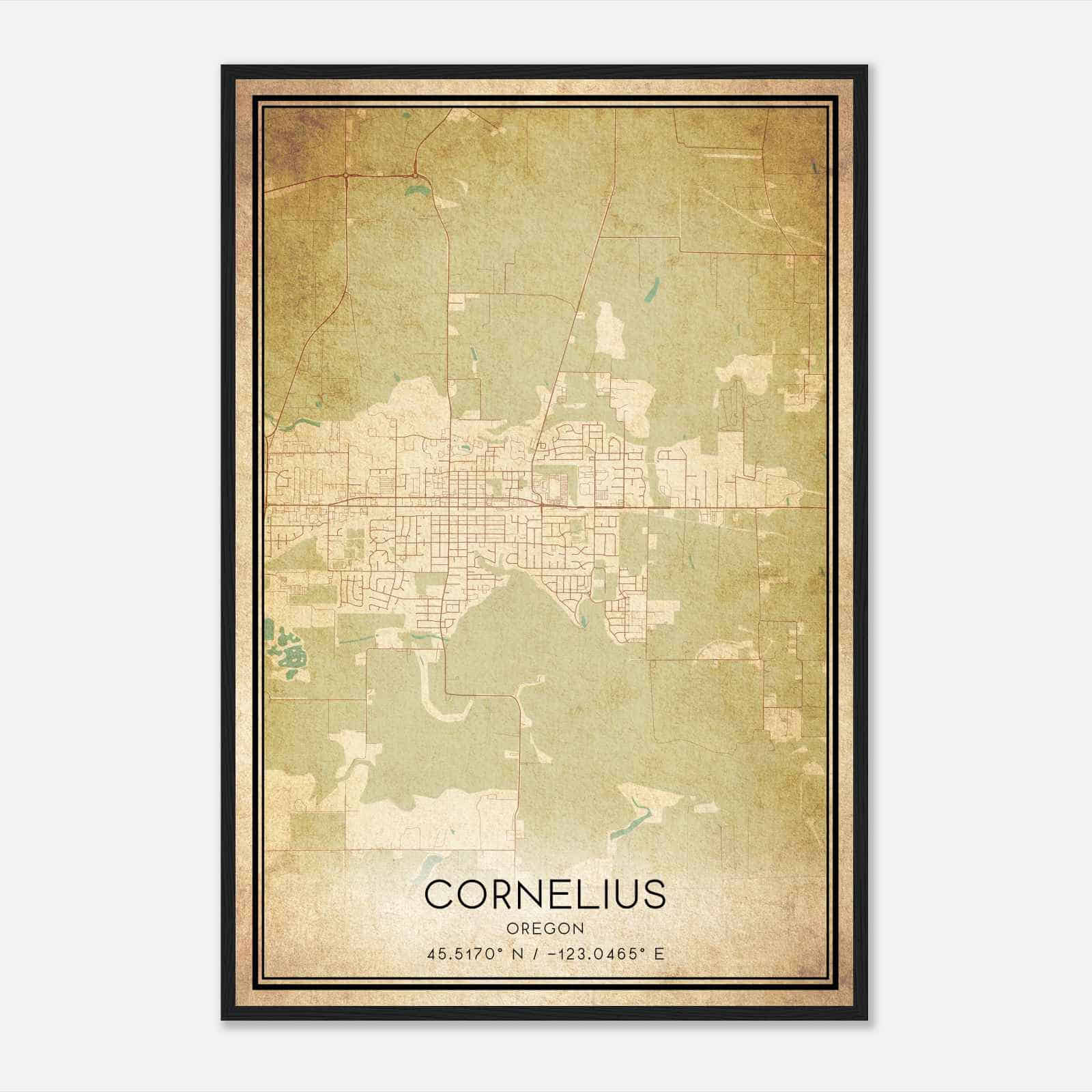Vintage Cornelius Oregon Map Poster, Modern Home Decor Wall Art Print