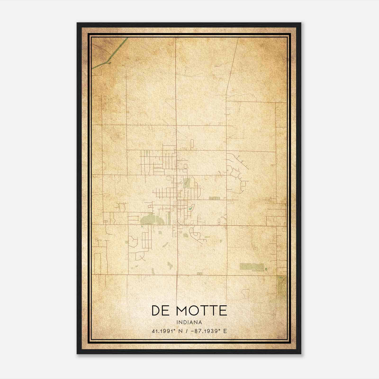 Vintage De Motte Indiana Map Poster, Modern Home Decor Wall Art Print Vintage De Motte Indiana Map Poster, Modern Home Decor Wall Art Print