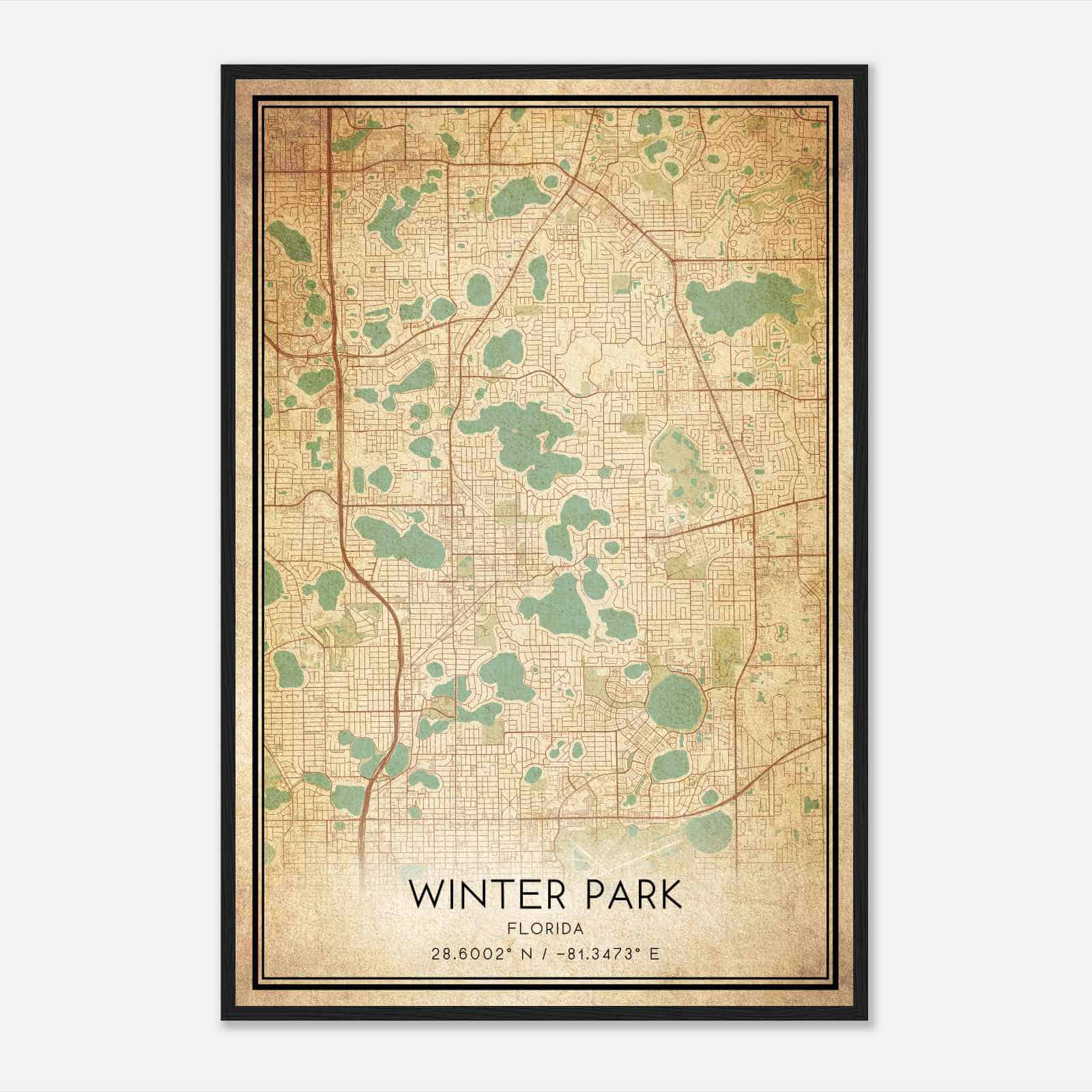Vintage Winter Park Florida Map Poster, Modern Home Decor Wall Art Print Vintage Winter Park Florida Map Poster, Modern Home Decor Wall Art Print