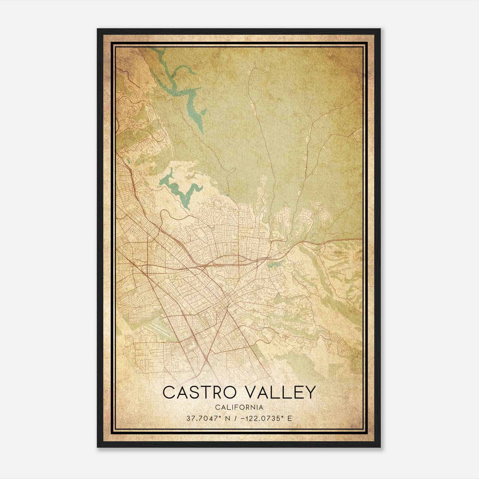 Vintage Castro Valley California Map Poster, Modern Home Decor Wall Art Print Vintage Castro Valley California Map Poster, Modern Home Decor Wall Art Print