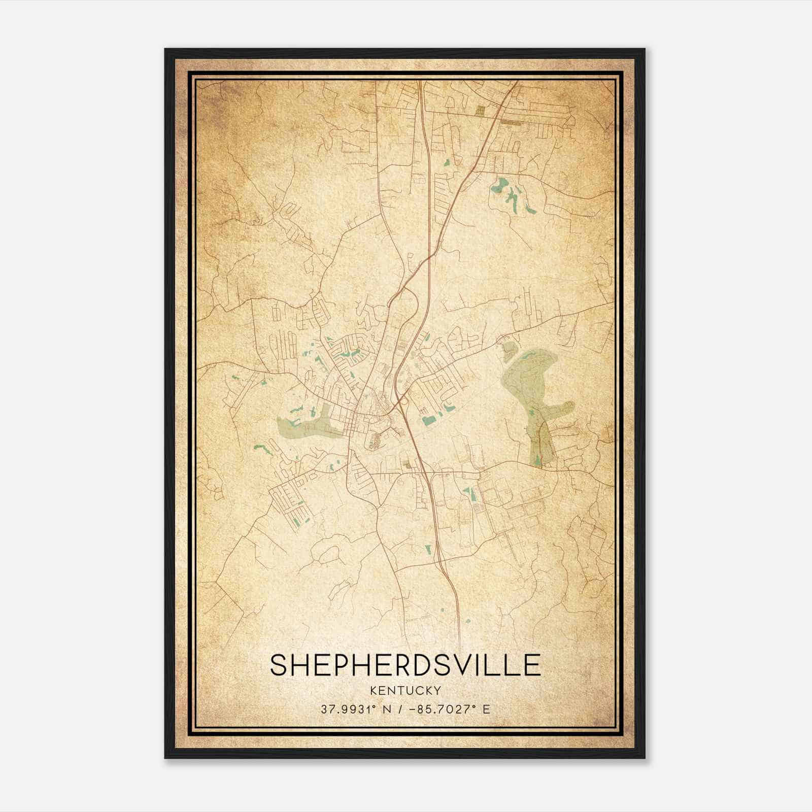 Vintage Shepherdsville Kentucky Map Poster, Modern Home Decor Wall Art Print