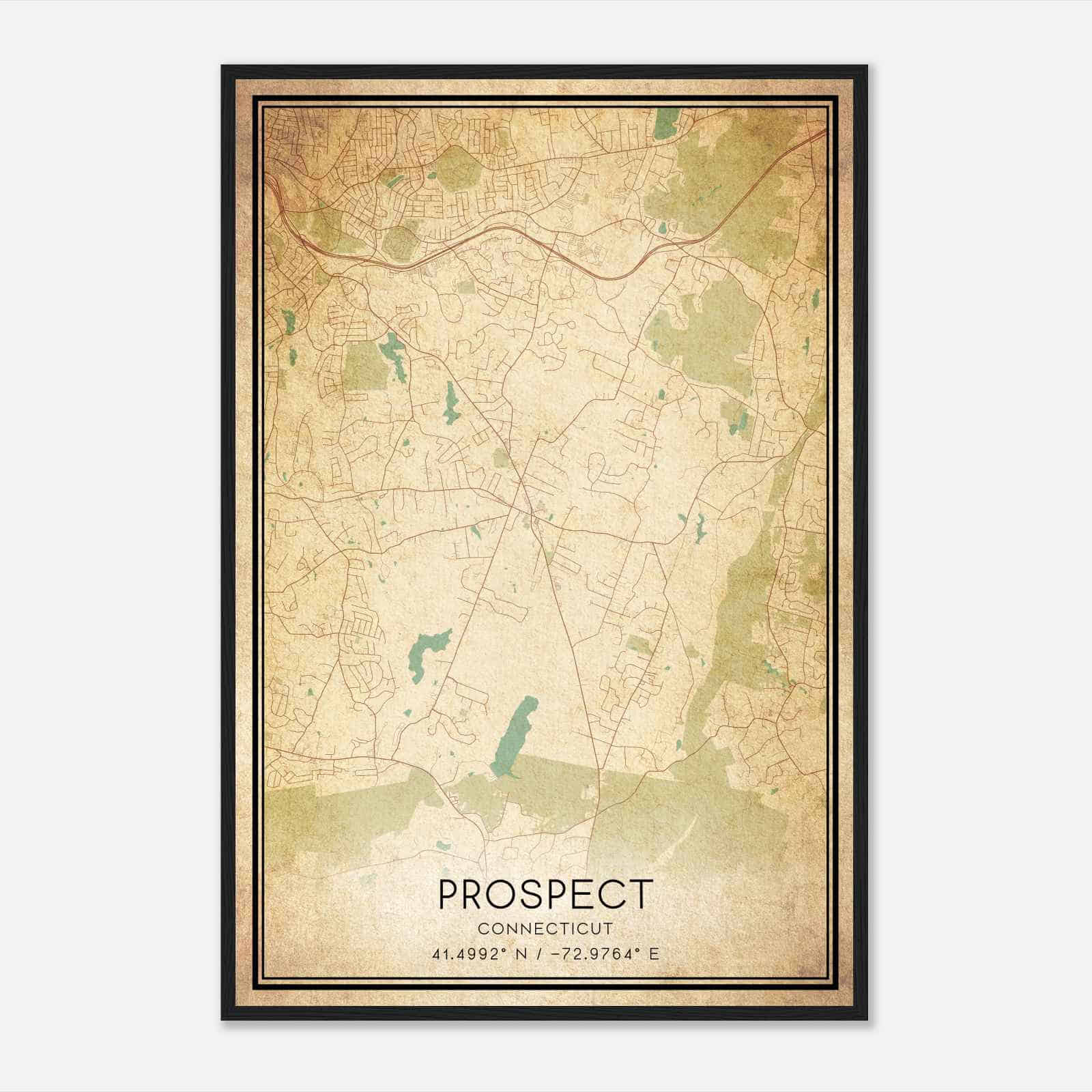 Vintage Prospect Connecticut Map Poster, Modern Home Decor Wall Art Print