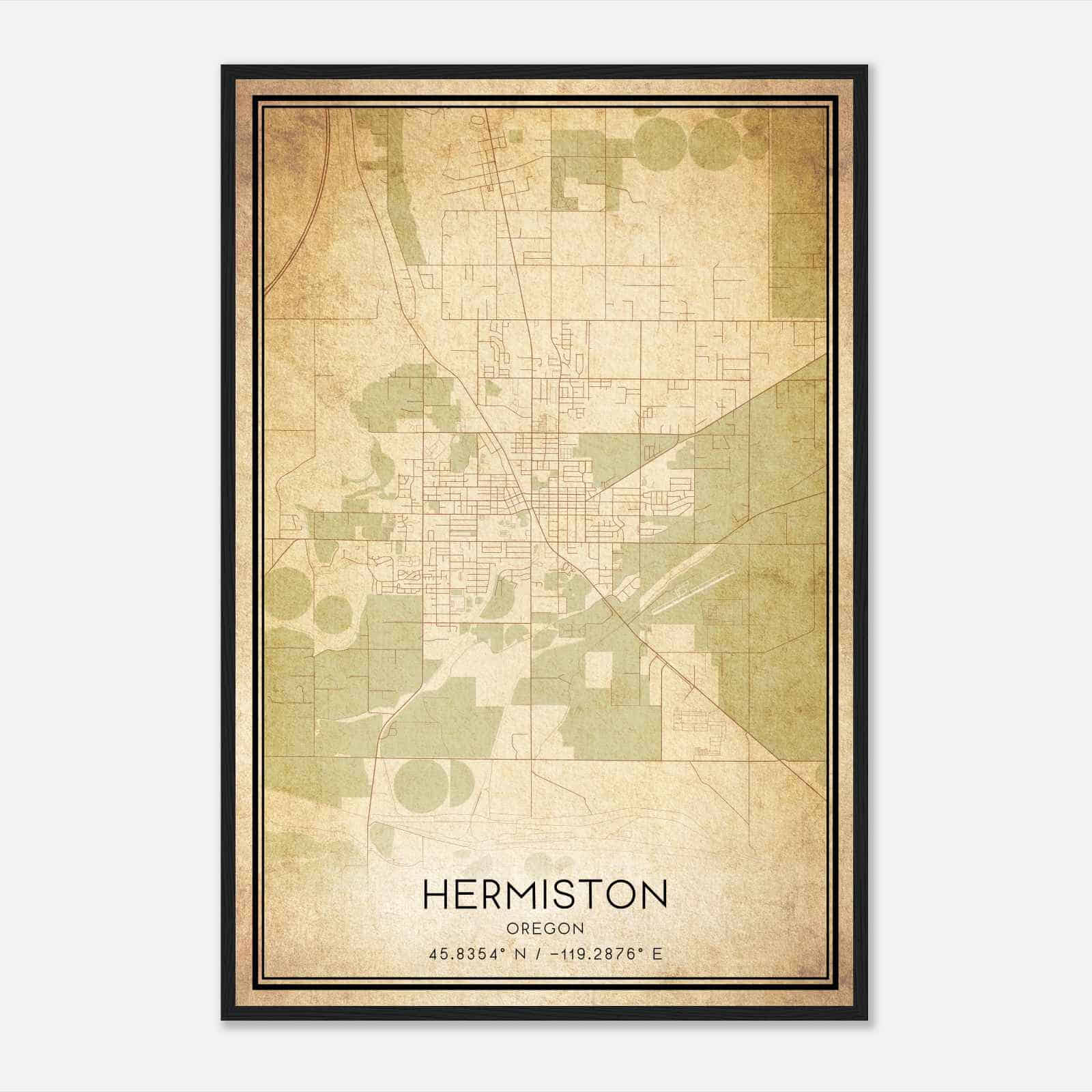 Vintage Hermiston Oregon Map Poster, Modern Home Decor Wall Art Print