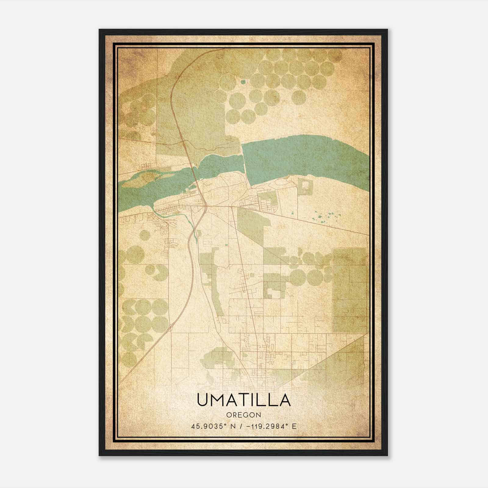 Vintage Umatilla Oregon Map Poster, Modern Home Decor Wall Art Print