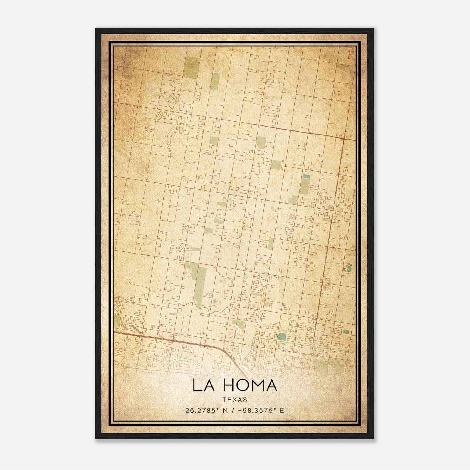 Vintage La Homa Texas Map Poster, Modern Home Decor Wall Art Print