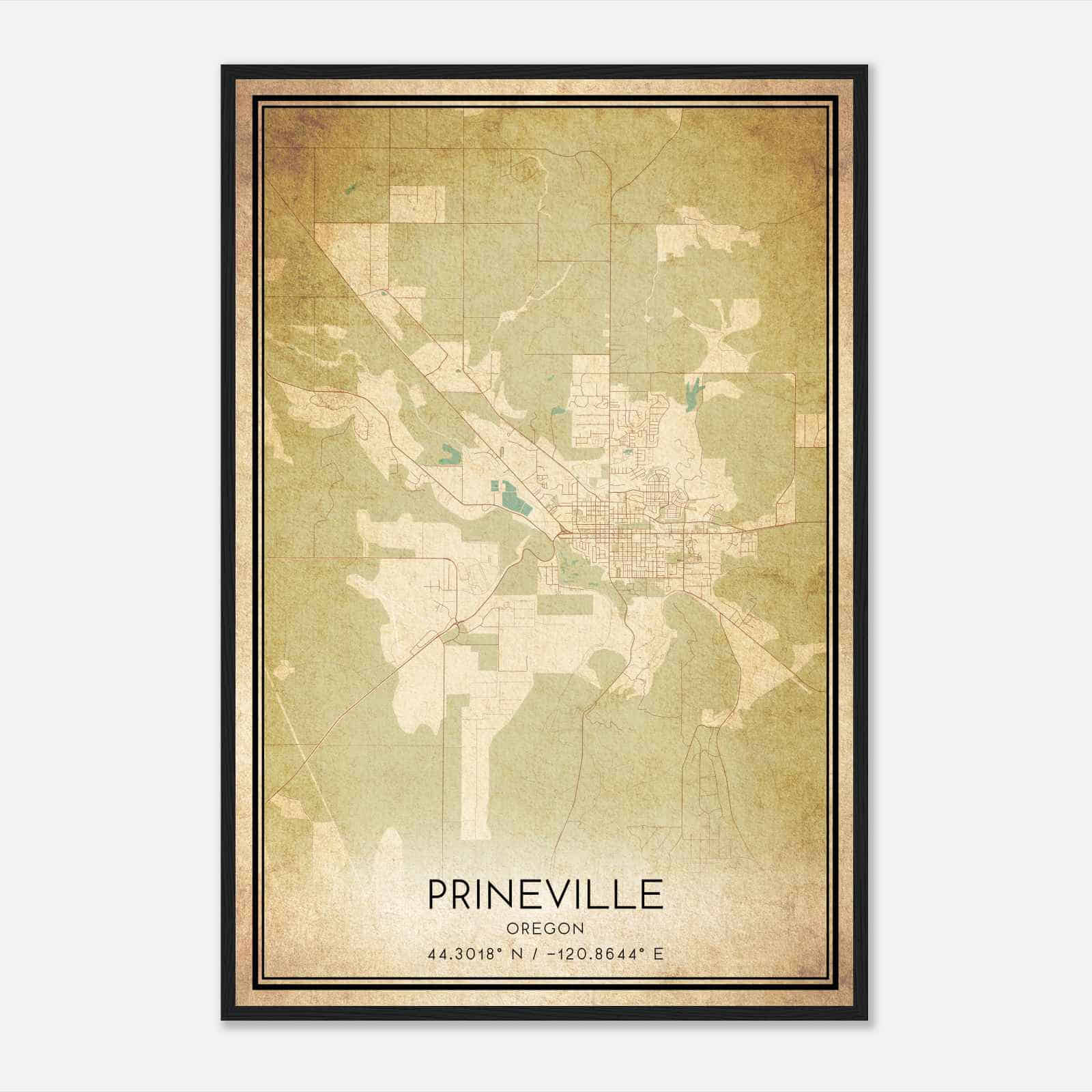 Vintage Prineville Oregon Map Poster, Modern Home Decor Wall Art Print