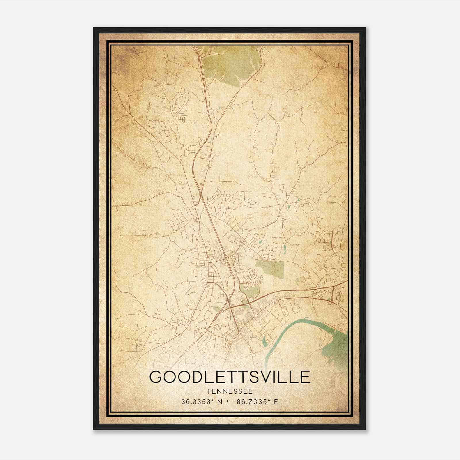 Vintage Goodlettsville Tennessee Map Poster, Modern Home Decor Wall Art Print Vintage Goodlettsville Tennessee Map Poster, Modern Home Decor Wall Art Print