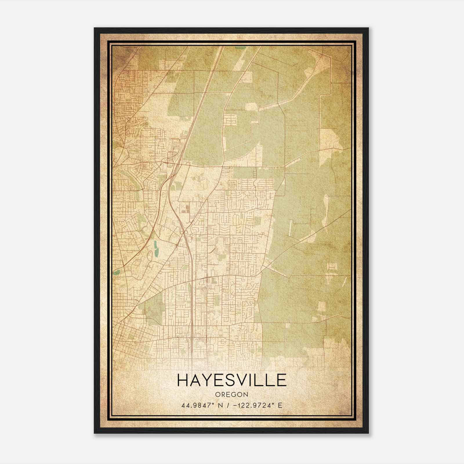 Vintage Hayesville Oregon Map Poster, Modern Home Decor Wall Art Print Vintage Hayesville Oregon Map Poster, Modern Home Decor Wall Art Print