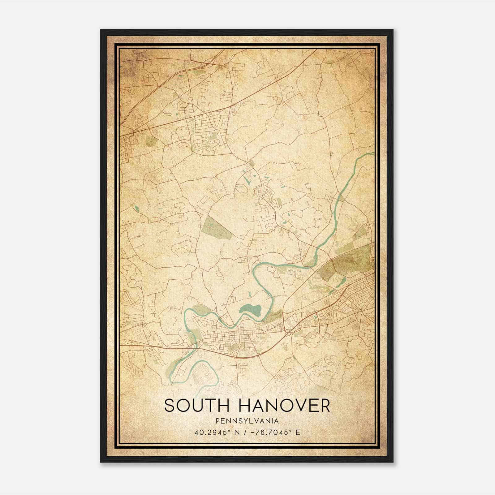 Vintage South Hanover Pennsylvania Map Poster, Modern Home Decor Wall Art Print