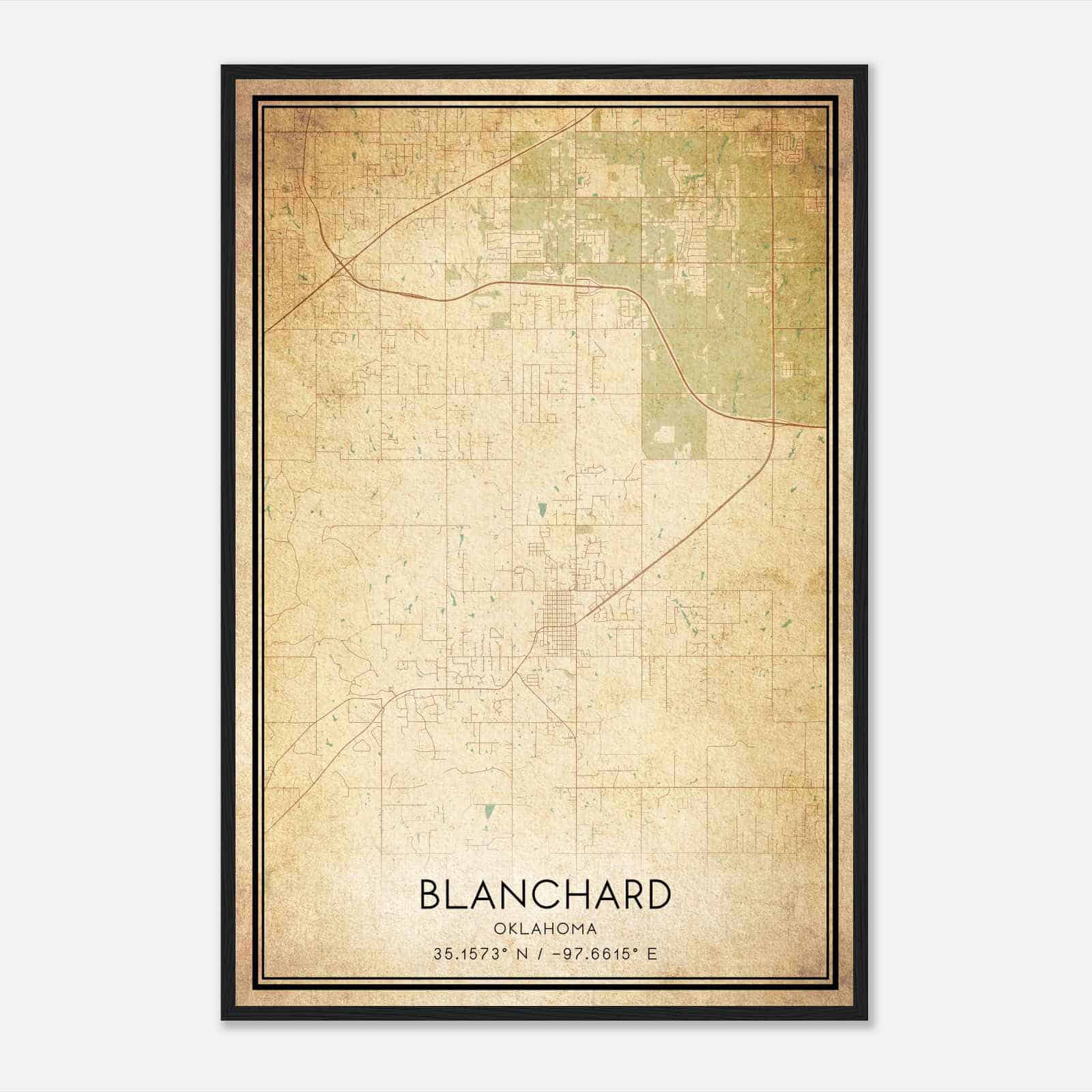 Vintage Blanchard Oklahoma Map Poster, Modern Home Decor Wall Art Print Vintage Blanchard Oklahoma Map Poster, Modern Home Decor Wall Art Print