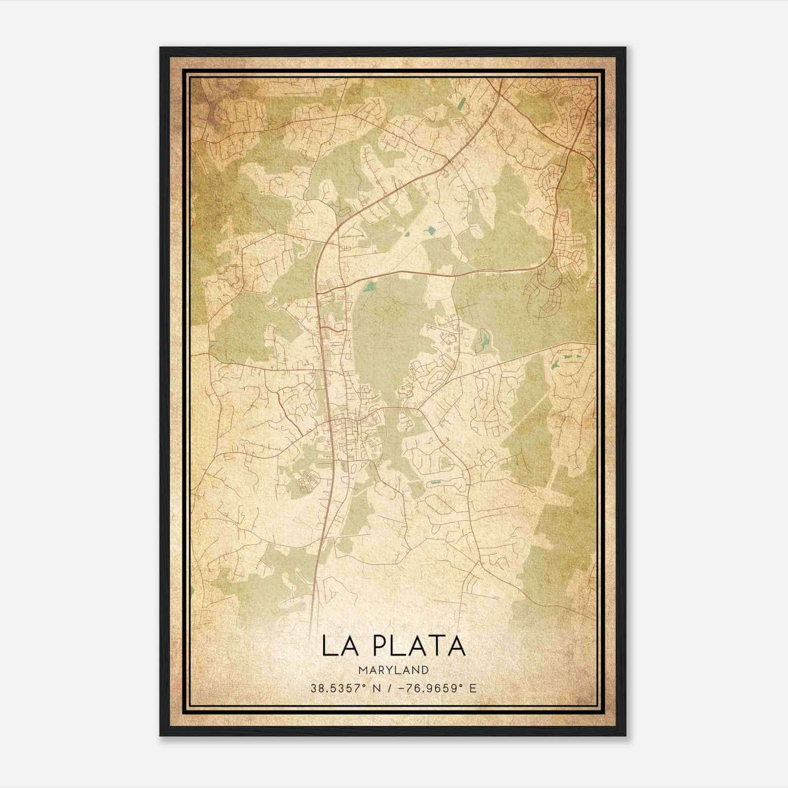 Vintage La Plata Maryland Map Poster, Modern Home Decor Wall Art Print