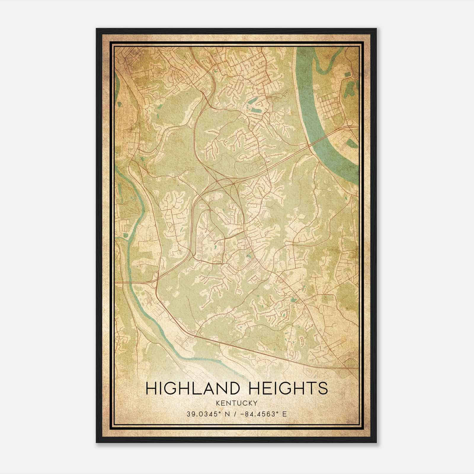 Vintage Highland Heights Kentucky Map Poster, Modern Home Decor Wall Art Print Vintage Highland Heights Kentucky Map Poster, Modern Home Decor Wall Art Print
