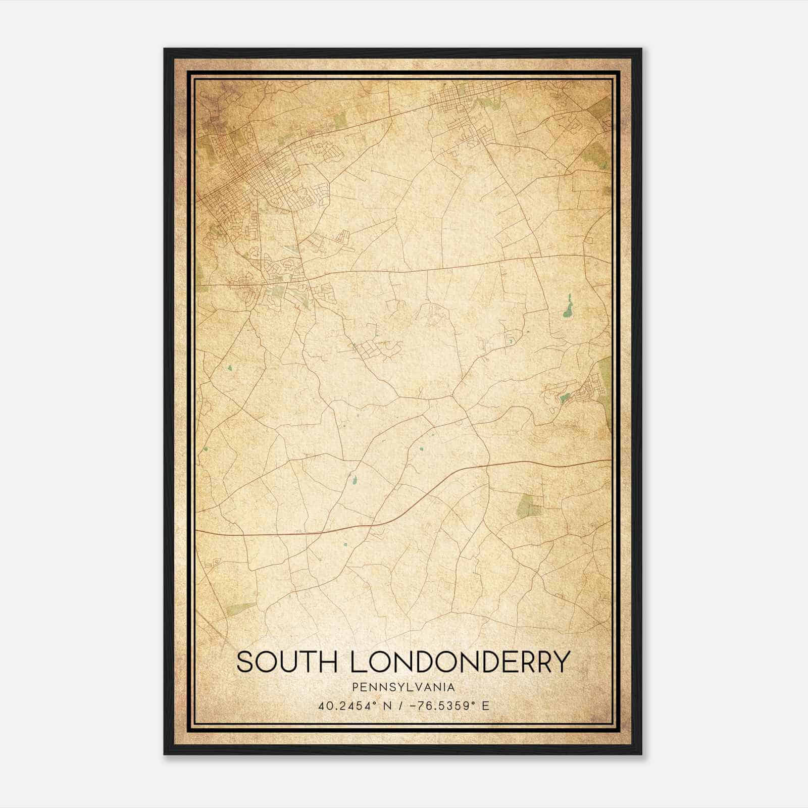 Vintage South Londonderry Pennsylvania Map Poster, Modern Home Decor Wall Art Print