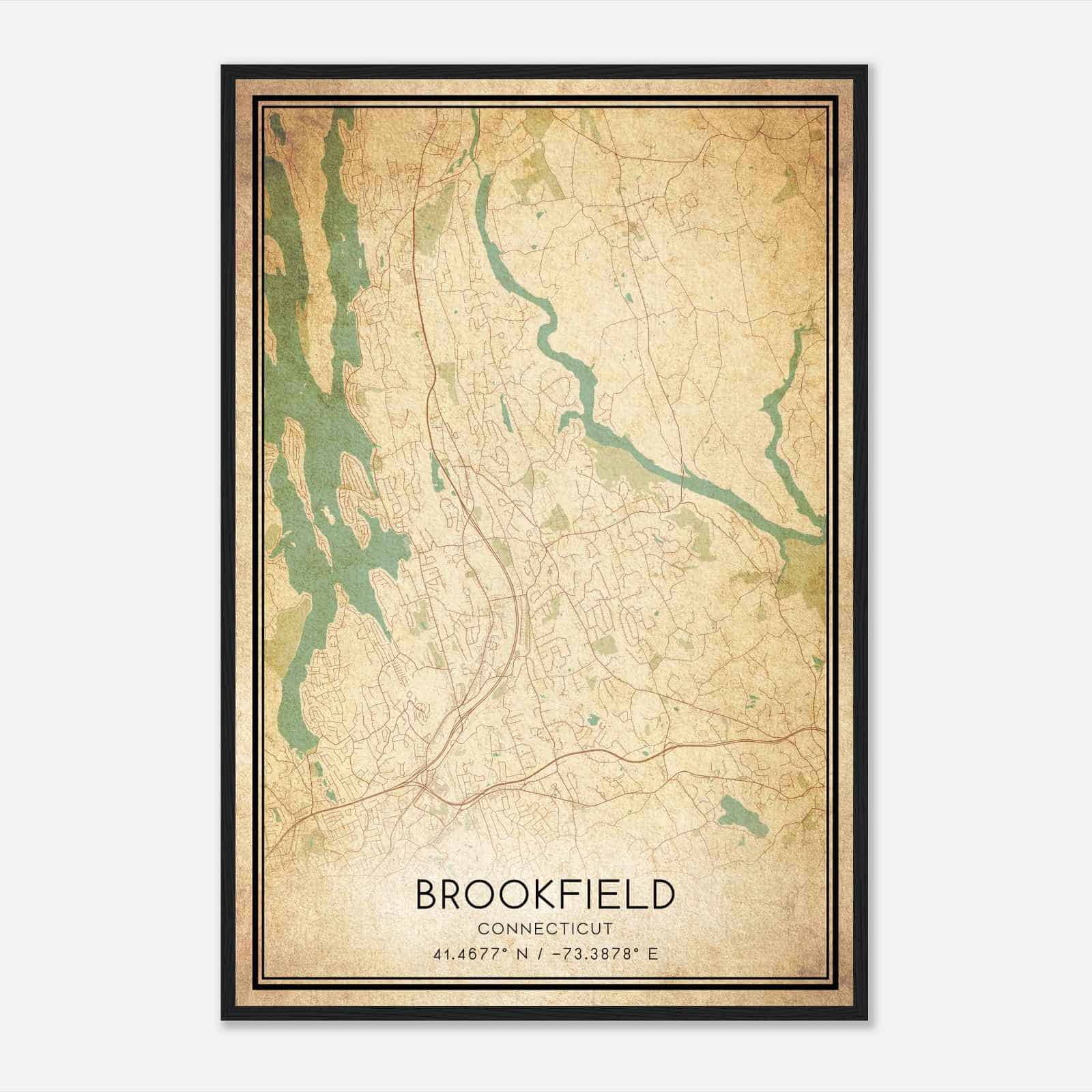 Vintage Brookfield Connecticut Map Poster, Modern Home Decor Wall Art Print Vintage Brookfield Connecticut Map Poster, Modern Home Decor Wall Art Print
