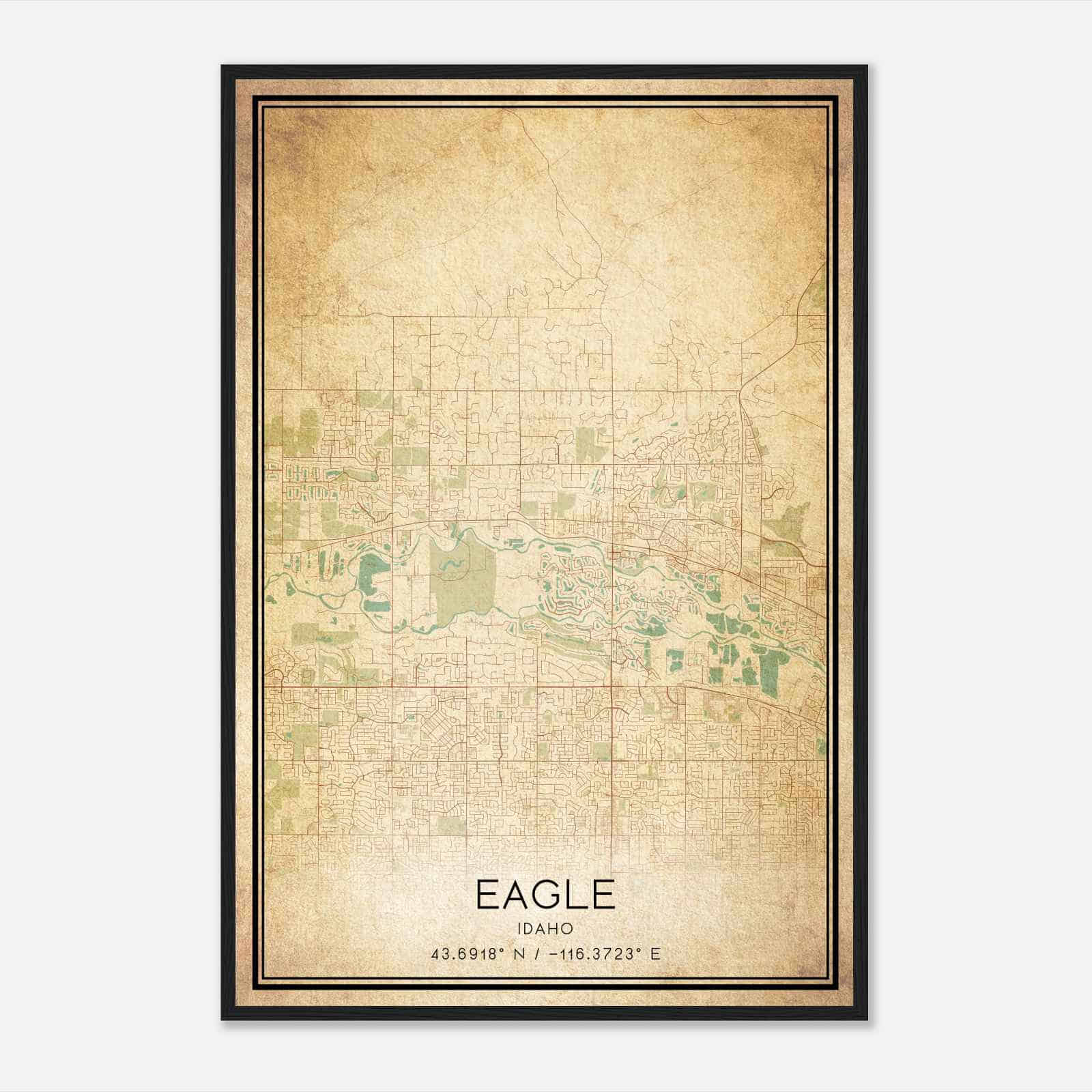 Vintage Eagle Idaho Map Poster, Modern Home Decor Wall Art Print