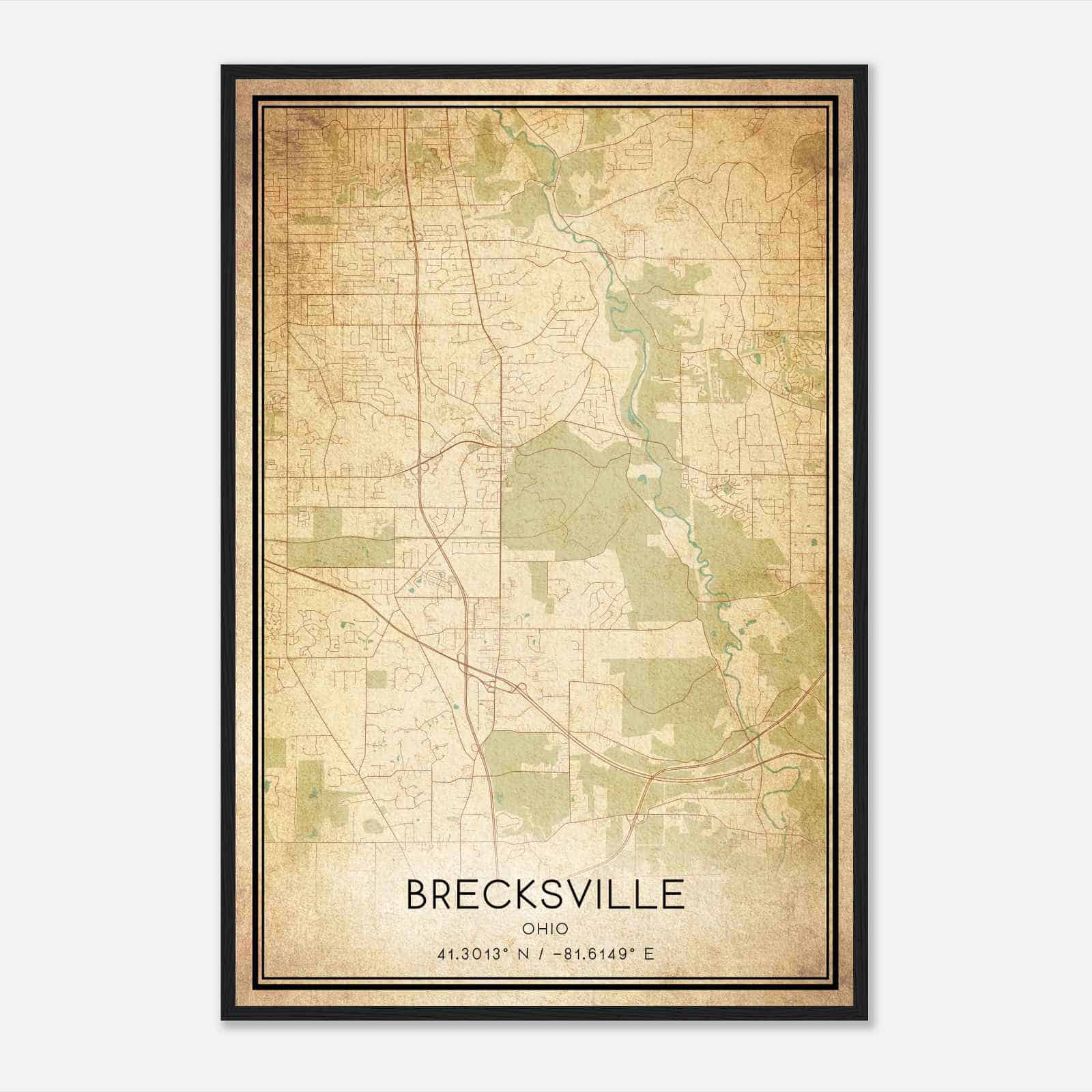 Vintage Brecksville Ohio Map Poster, Modern Home Decor Wall Art Print Vintage Brecksville Ohio Map Poster, Modern Home Decor Wall Art Print
