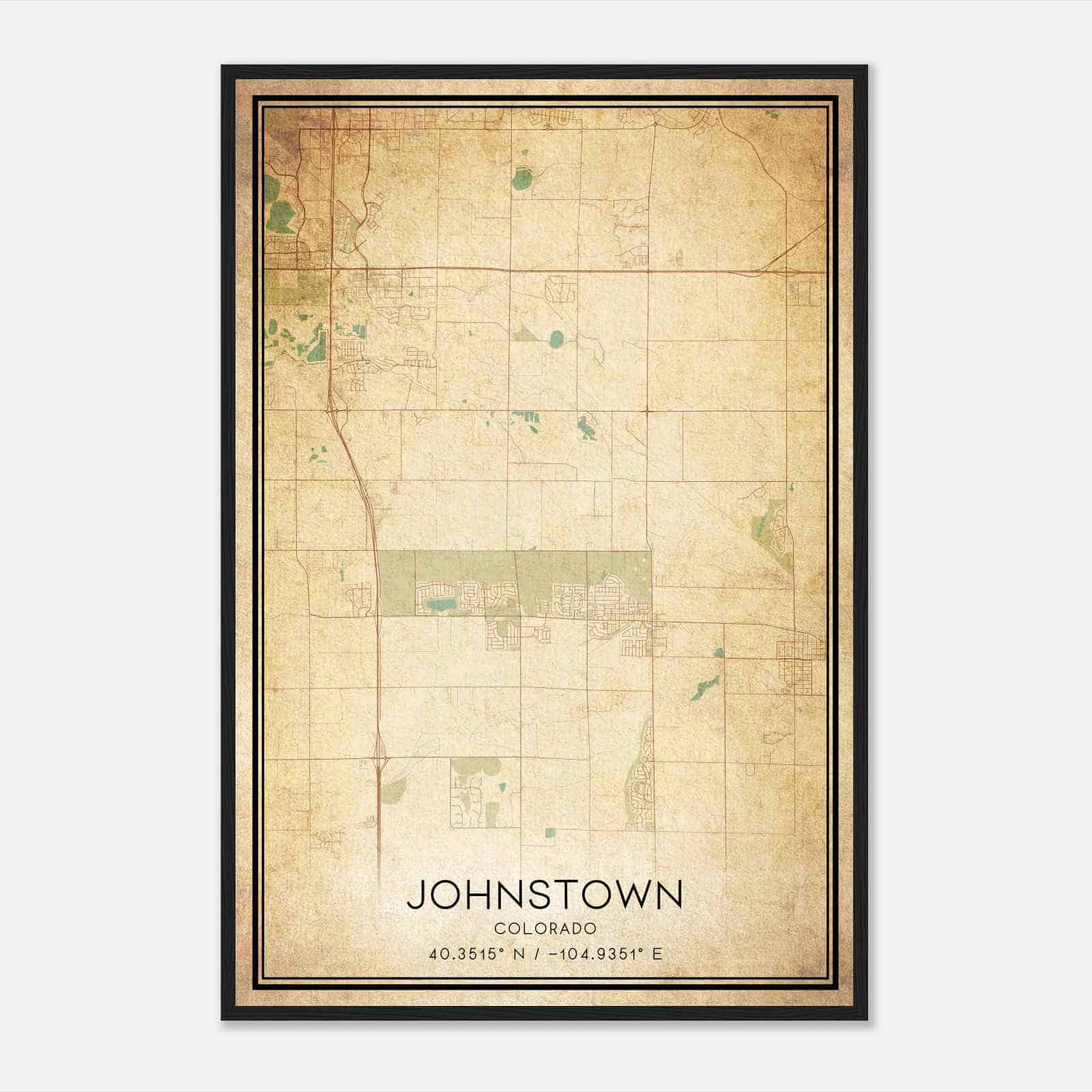 Vintage Johnstown Colorado Map Poster, Modern Home Decor Wall Art Print