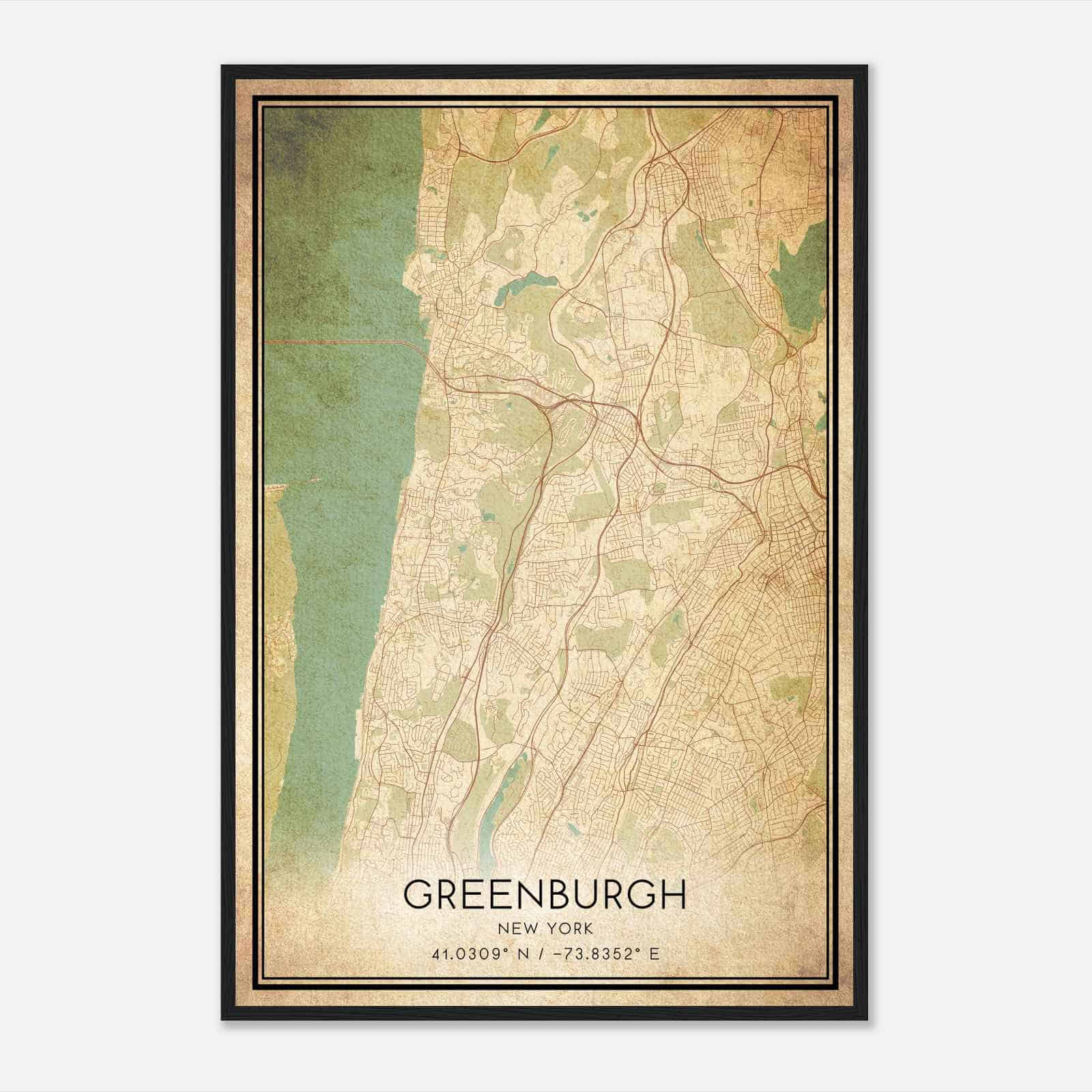 Vintage Greenburgh New York Map Poster, Modern Home Decor Wall Art Print