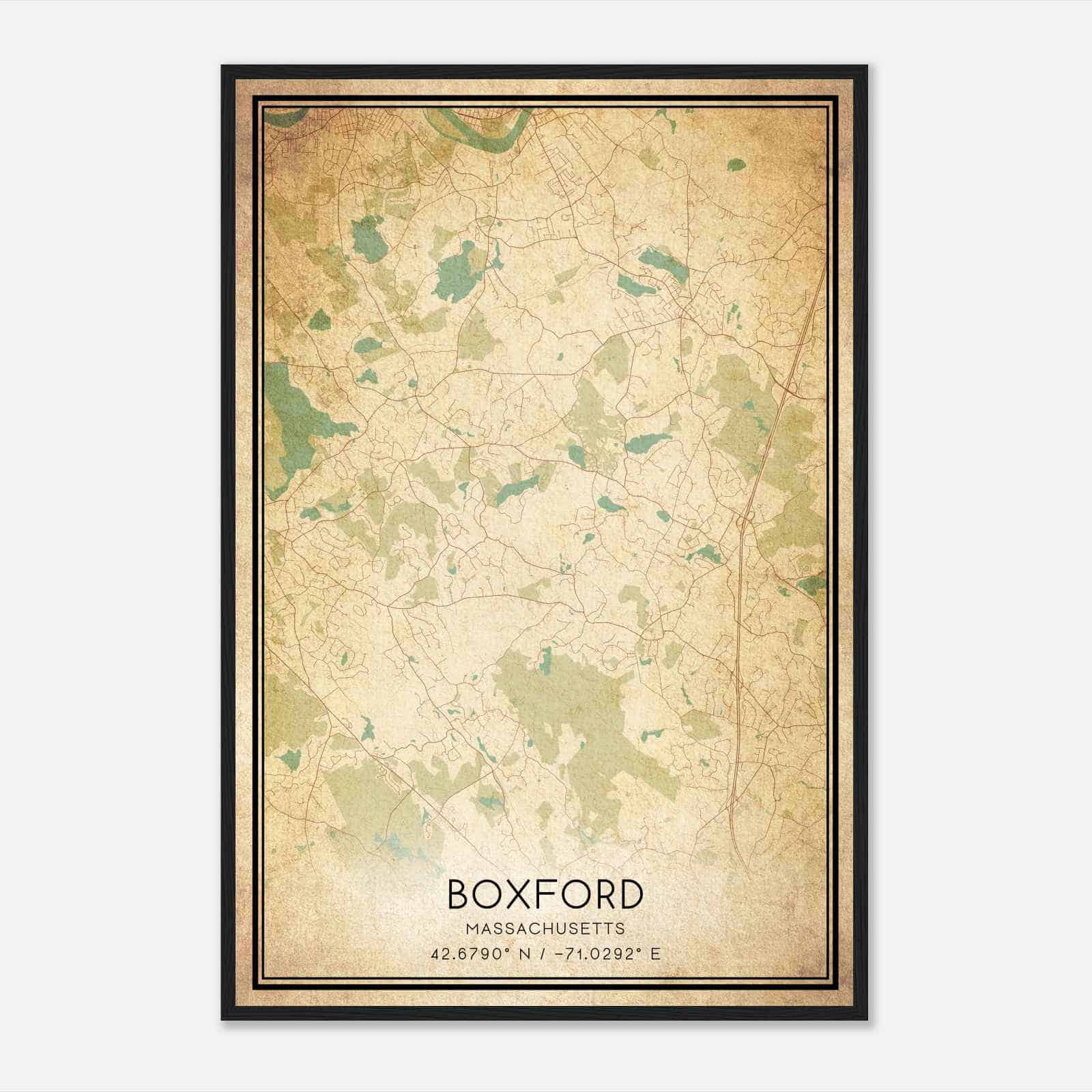 Vintage Boxford Massachusetts Map Poster, Modern Home Decor Wall Art