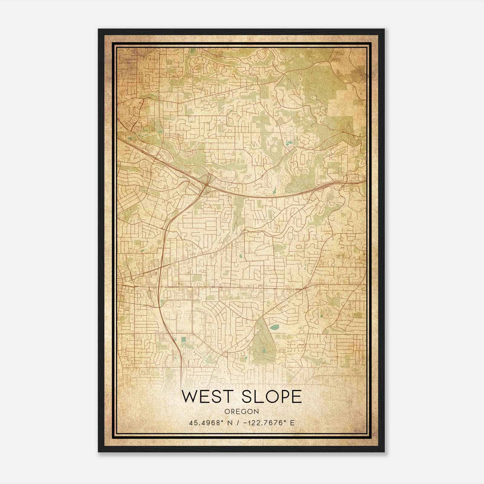 Vintage West Slope Oregon Map Poster, Modern Home Decor Wall Art Print