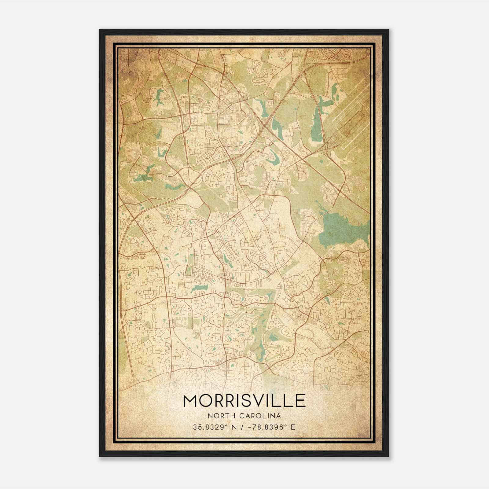 Vintage Morrisville North Carolina Map Poster, Modern Home Decor Wall Art Print