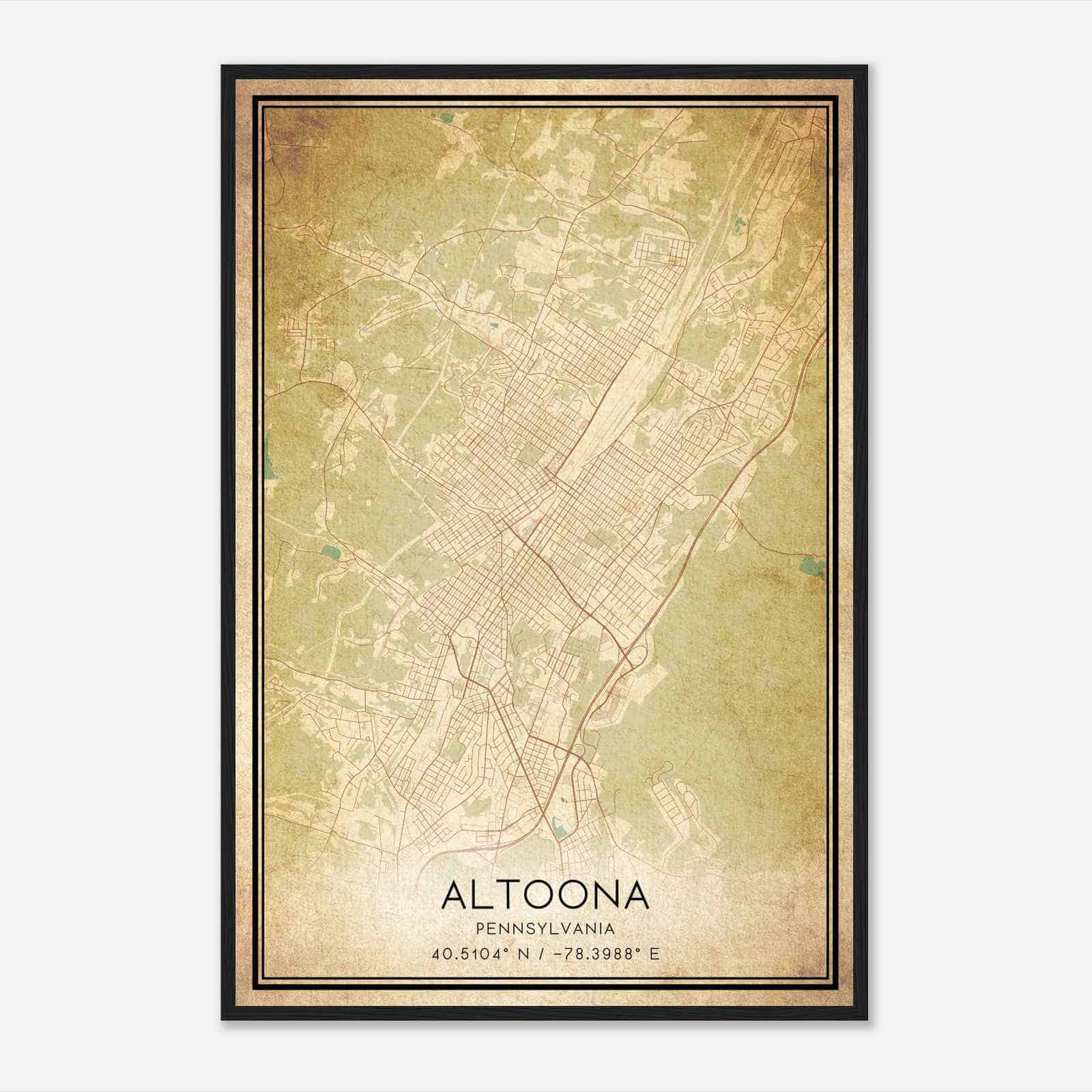 Vintage Altoona Pennsylvania Map Poster, Modern Home Decor Wall Art Print Vintage Altoona Pennsylvania Map Poster, Modern Home Decor Wall Art Print