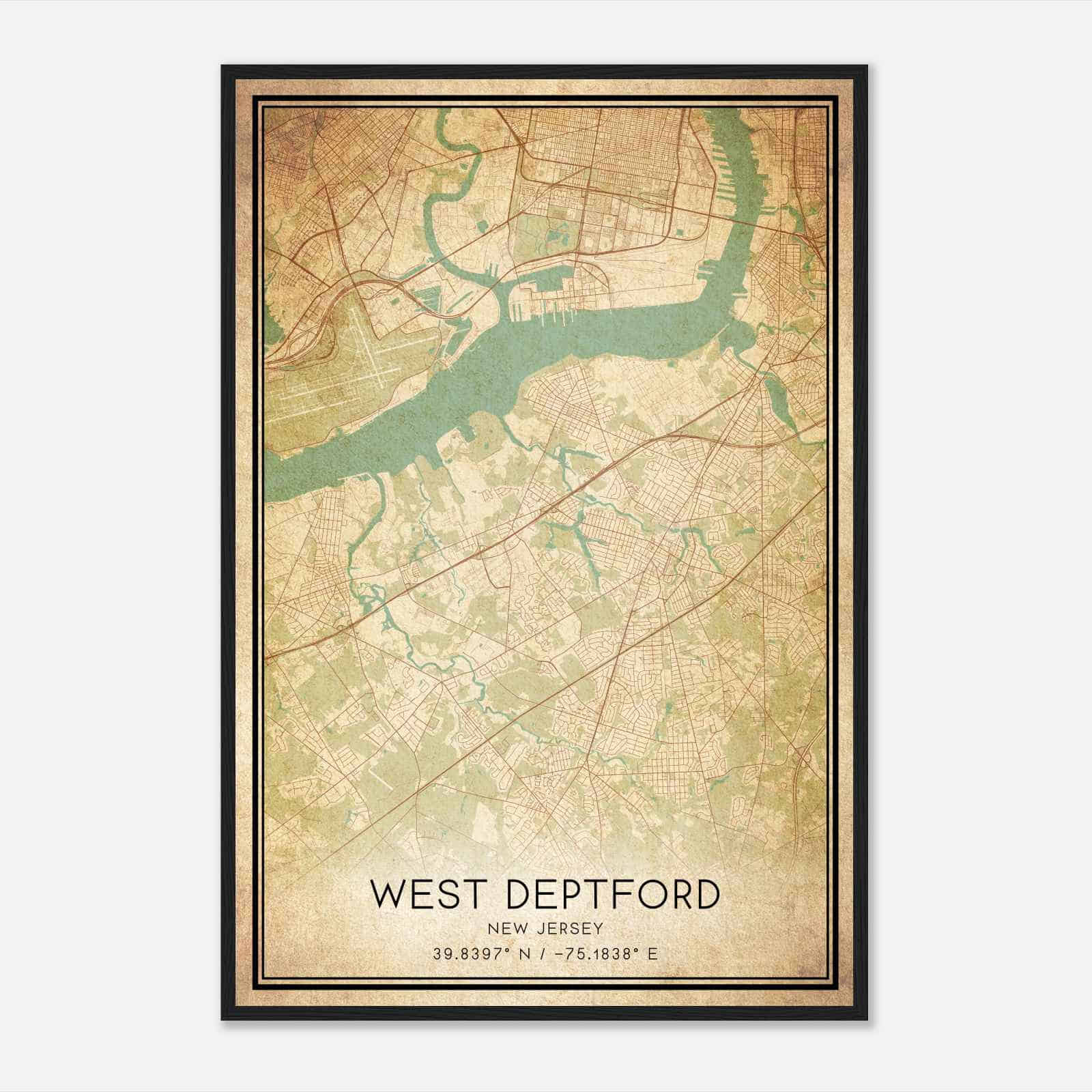 Vintage West Deptford New Jersey Map Poster, Modern Home Decor Wall Art Print Vintage West Deptford New Jersey Map Poster, Modern Home Decor Wall Art Print