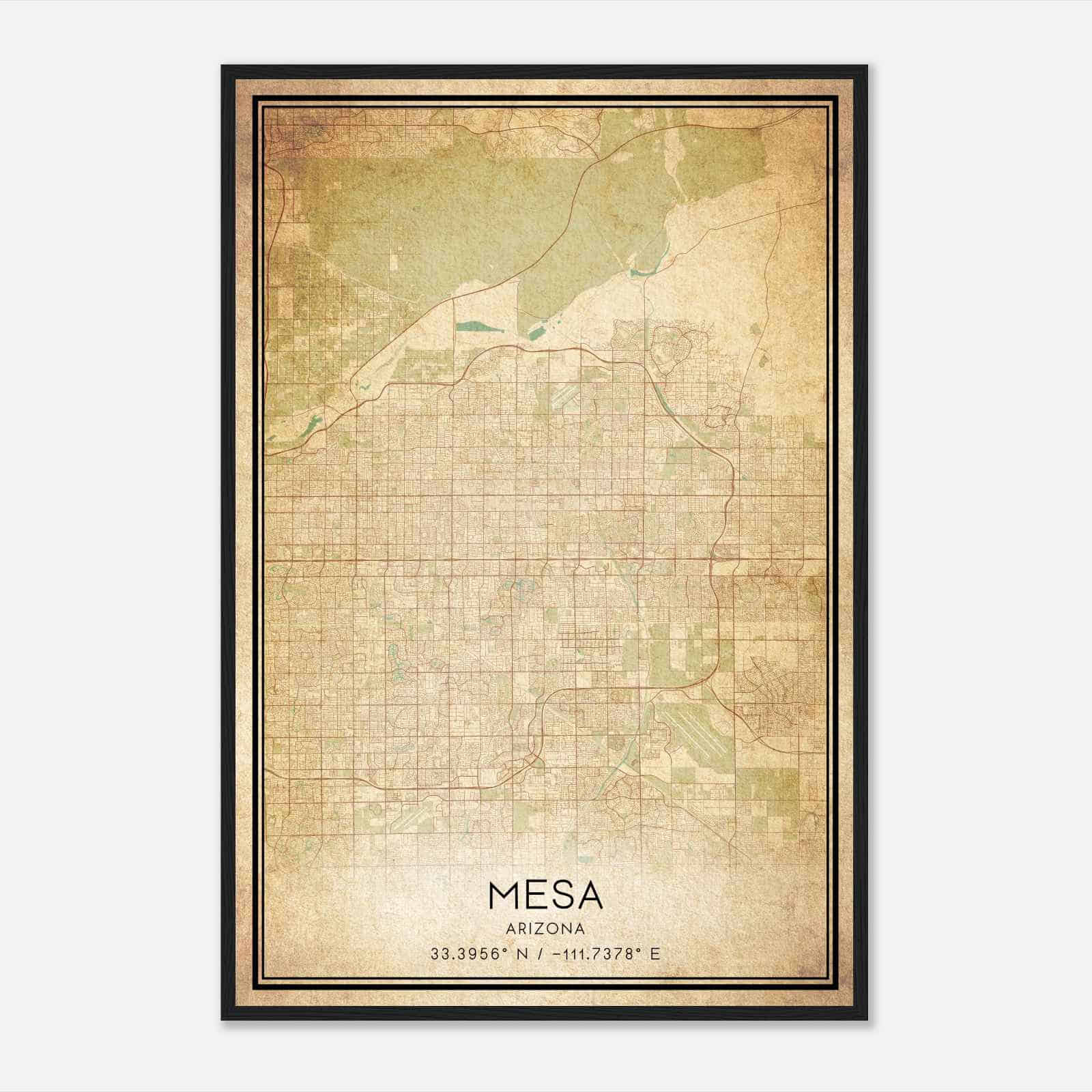 Vintage Mesa Arizona Map Poster, Modern Home Decor Wall Art Print