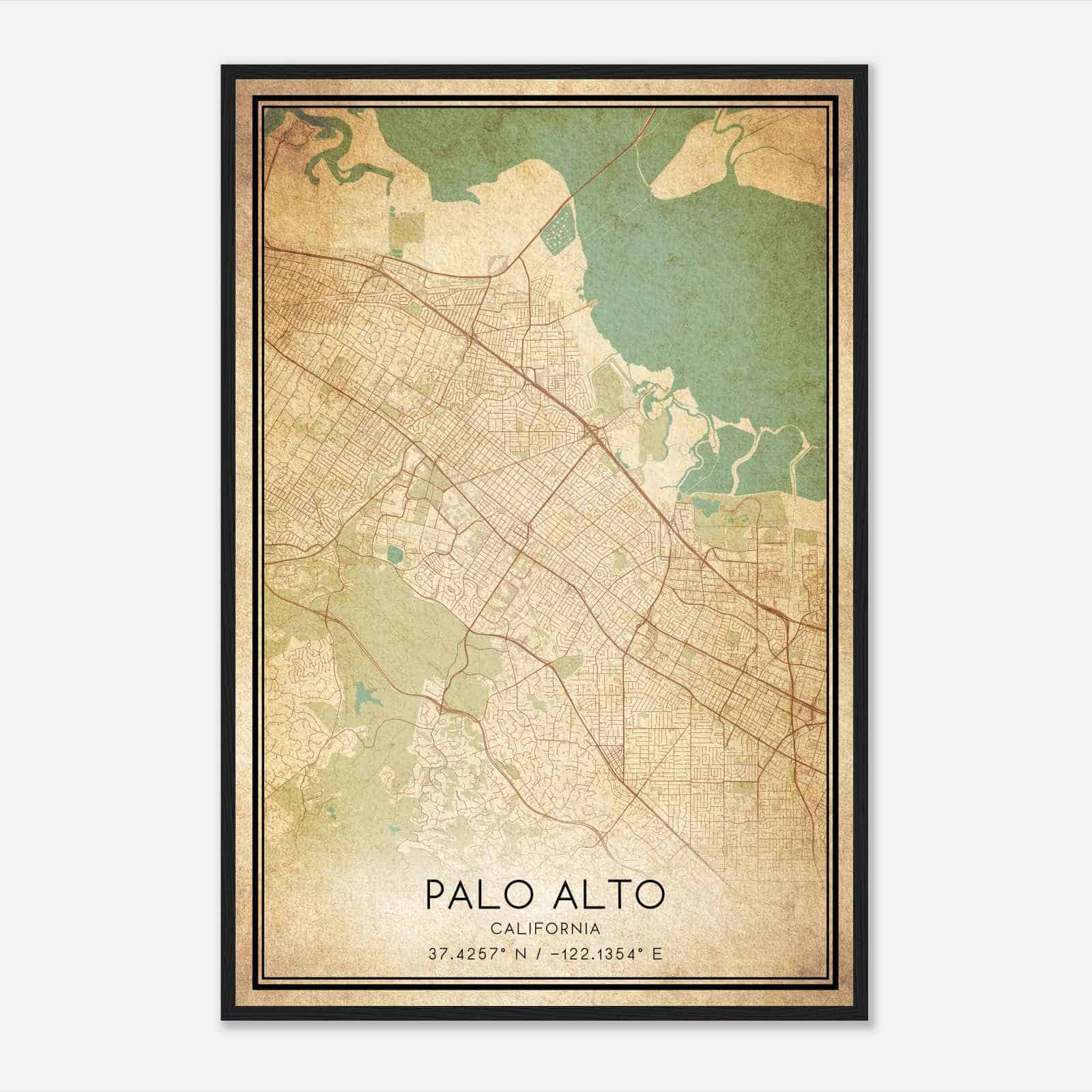 Vintage Palo Alto California Map Poster, Modern Home Decor Wall Art Print