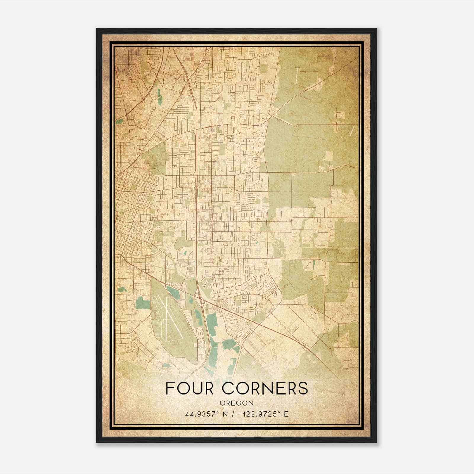 Vintage Four Corners Oregon Map Poster, Modern Home Decor Wall Art Print Vintage Four Corners Oregon Map Poster, Modern Home Decor Wall Art Print