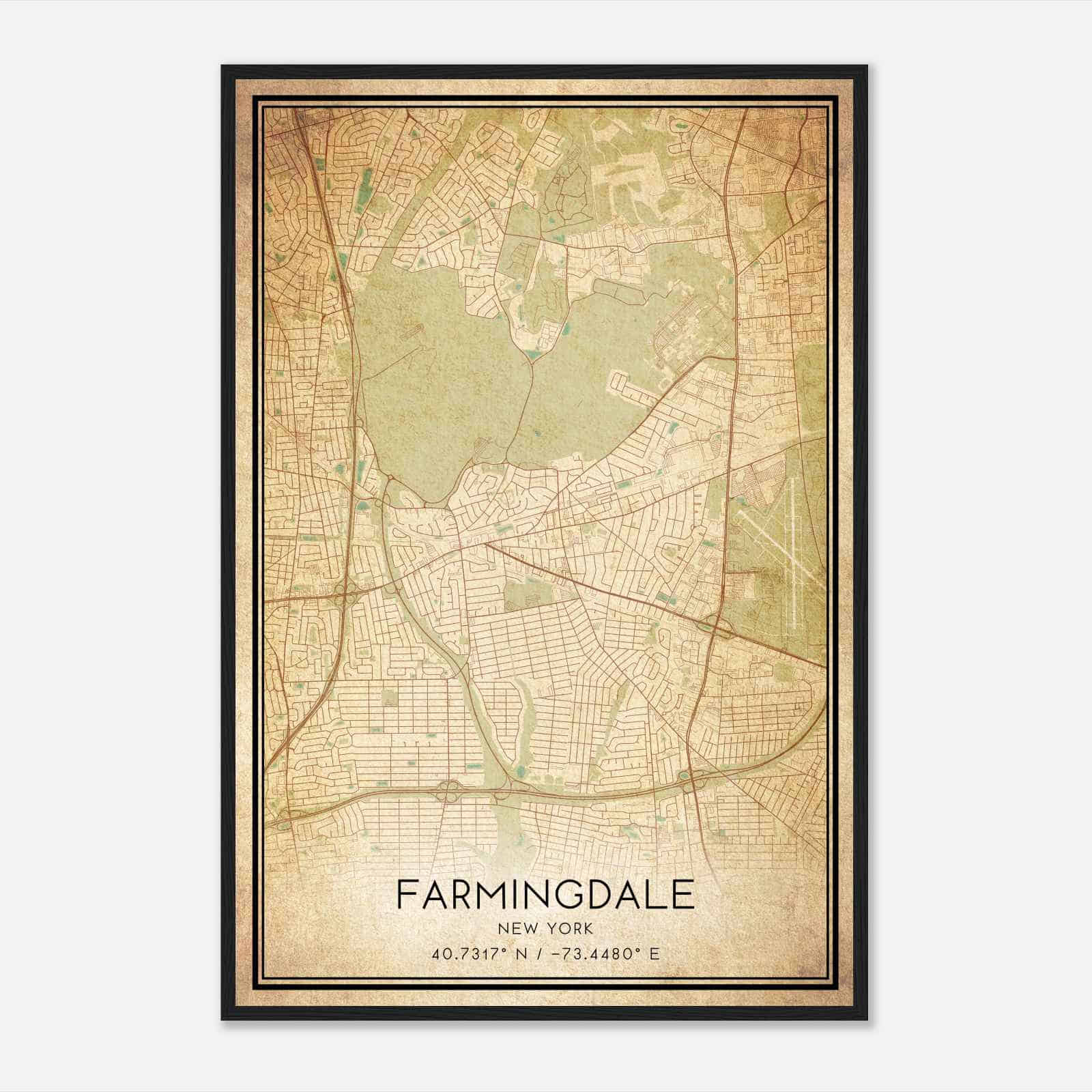 Vintage Farmingdale New York Map Poster, Modern Home Decor Wall Art Print