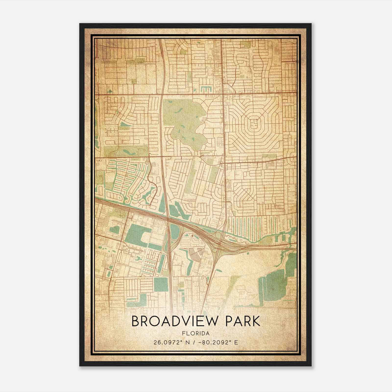 Vintage Broadview Park Florida Map Poster, Modern Home Decor Wall Art Print Vintage Broadview Park Florida Map Poster, Modern Home Decor Wall Art Print