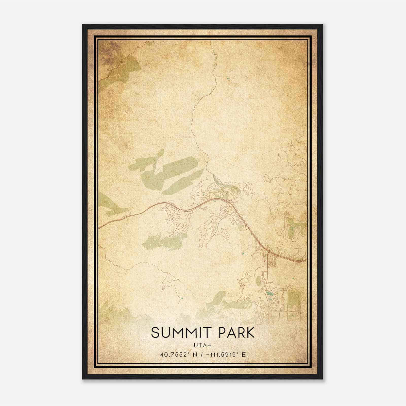 Vintage Summit Park Utah Map Poster, Modern Home Decor Wall Art Print