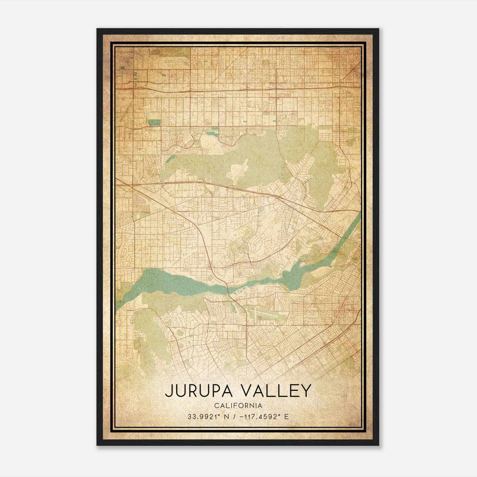 Vintage Jurupa Valley California Map Poster, Modern Home Decor Wall Art Print