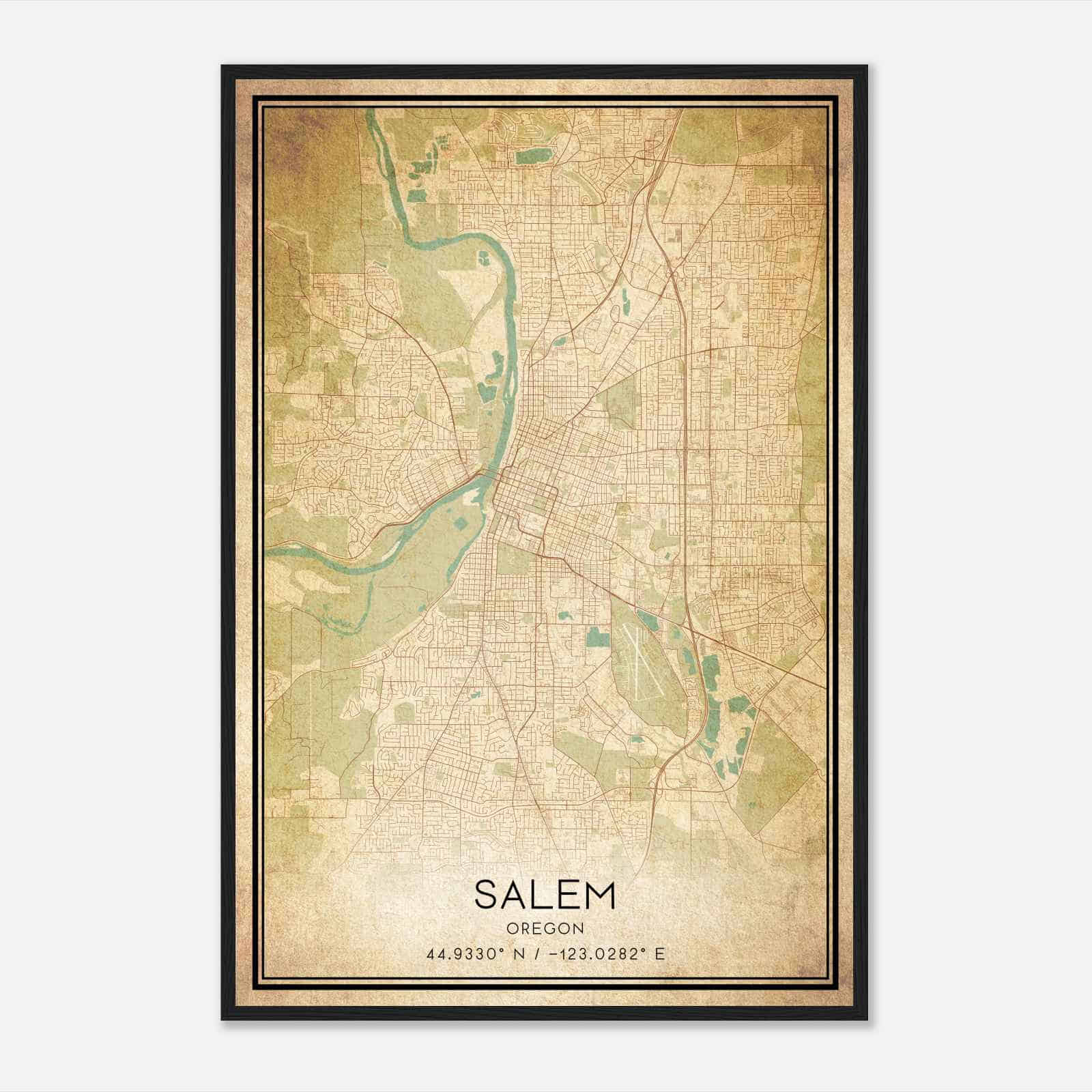 Vintage Salem Oregon Map Poster, Modern Home Decor Wall Art Print